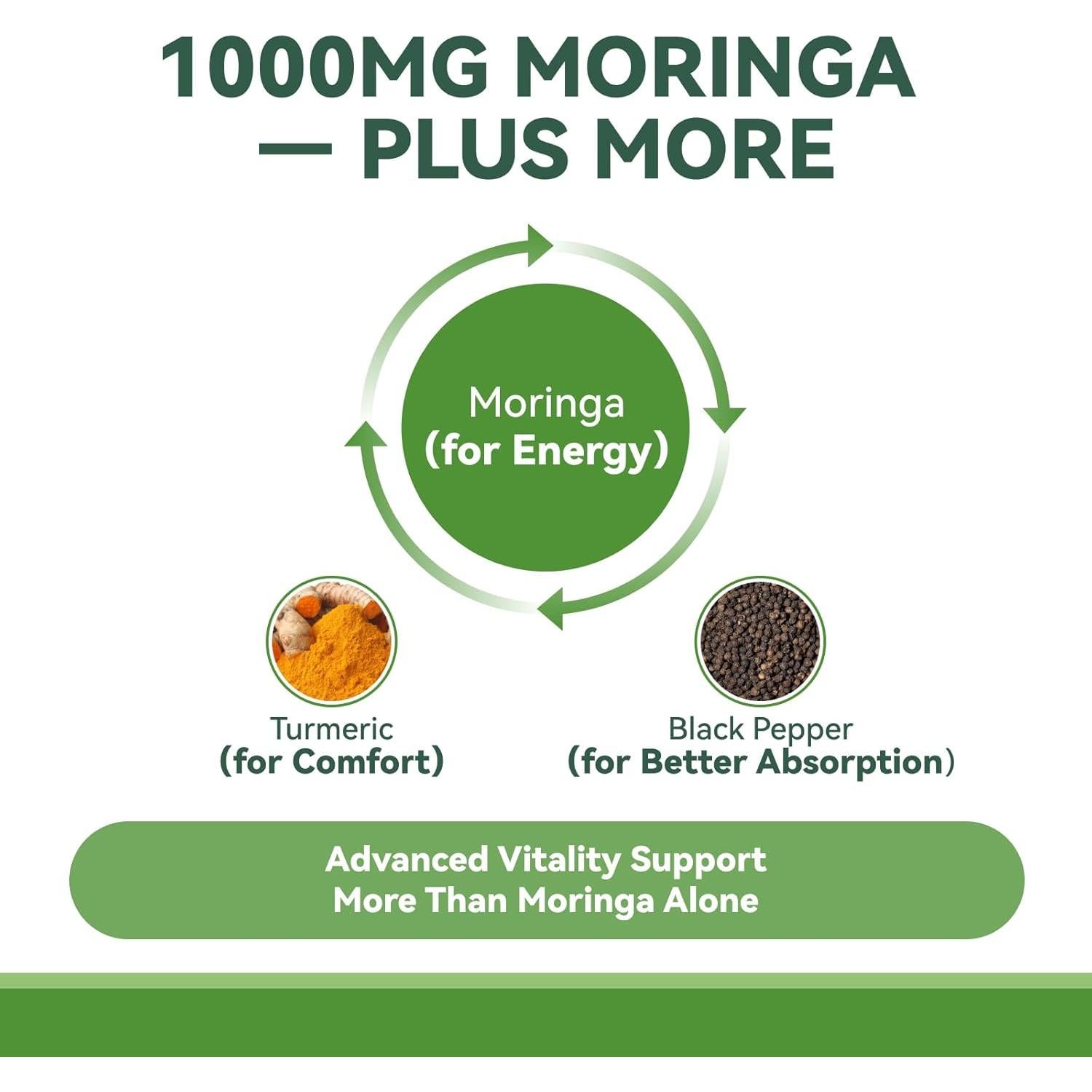 Cápsulas de Moringa 1000mg Brillo Interno 60 Veganas