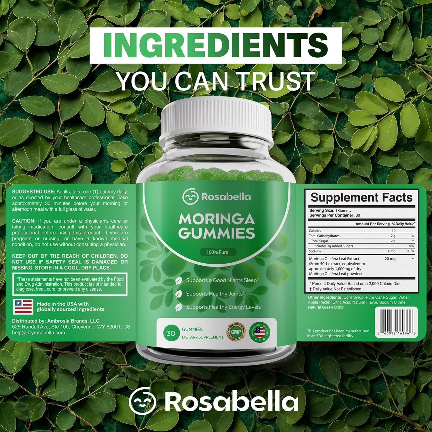 Gomitas de Moringa Rosabella 1000mg - Superalimento Vegano 30 Unidades