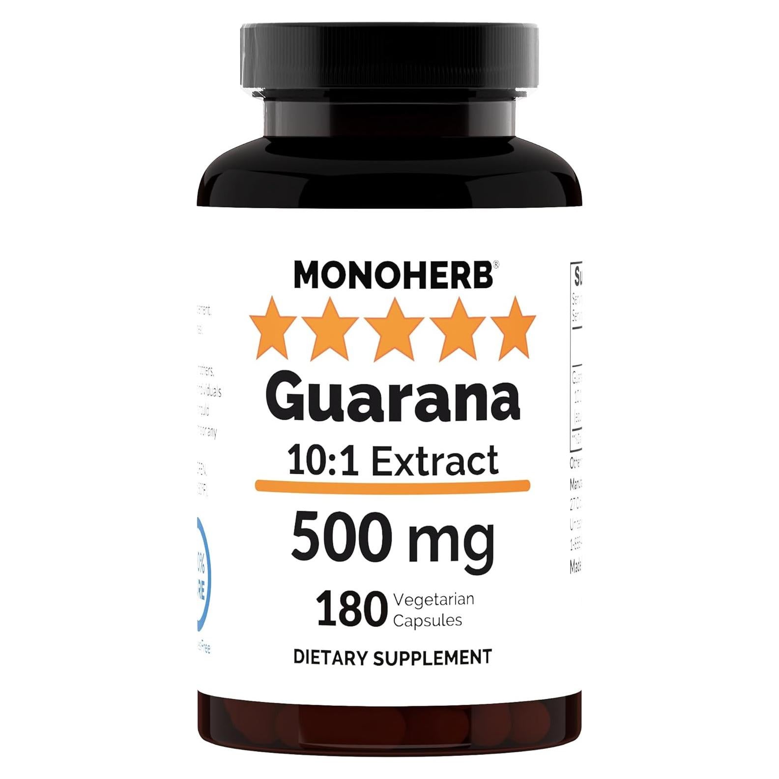 Extracto de Guaraná 500 mg Monoherb - 180 Cápsulas Veg