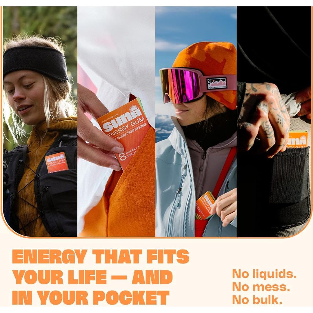 Chicle Energético Sunii - 50mg Cafeína, Sin Azúcar, 48pcs