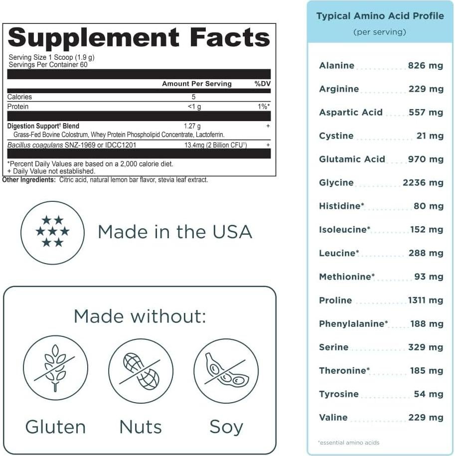Polvo de Calostro Bovina Nutrición Antigua 113g Limón