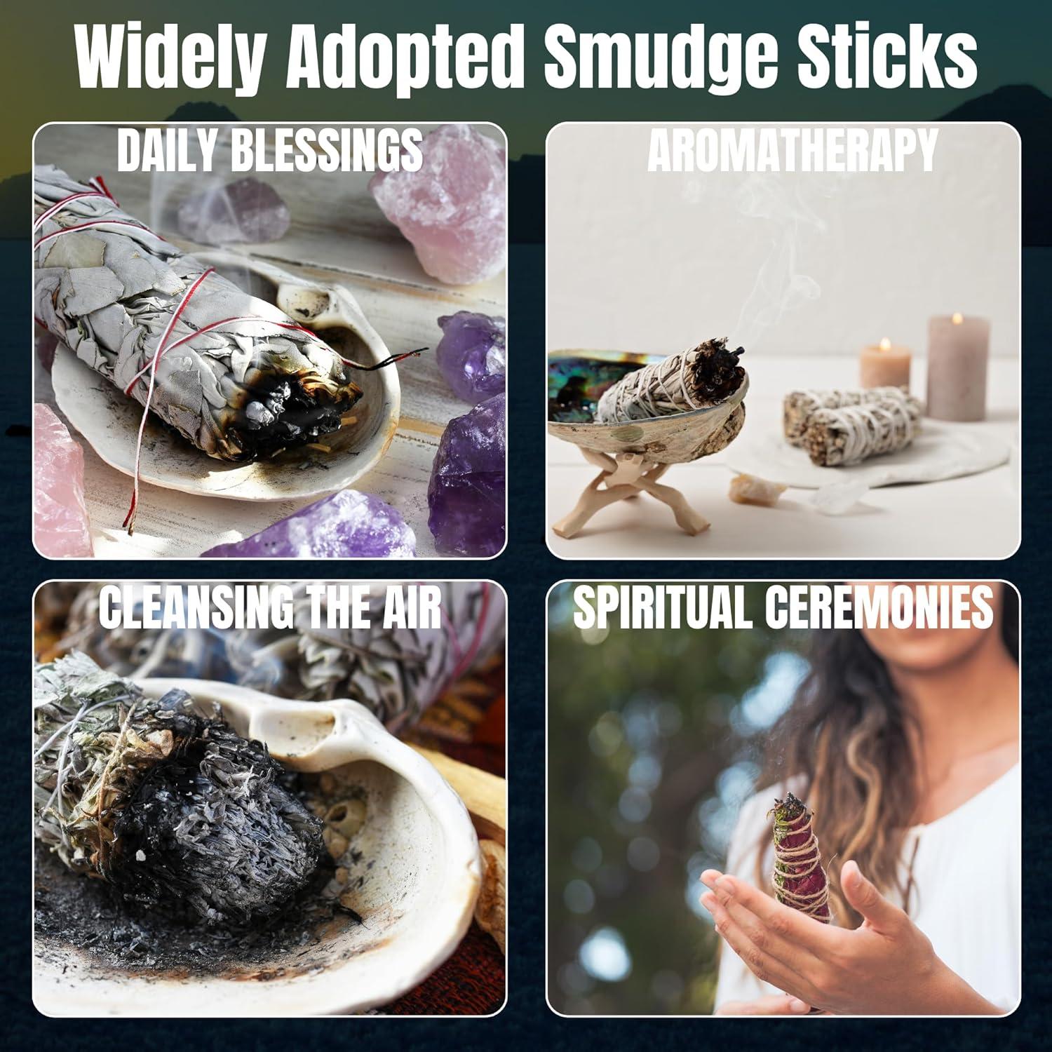 Palos de Salvia Blanca Floral Orgánica Ancientveda - 3 Unidades