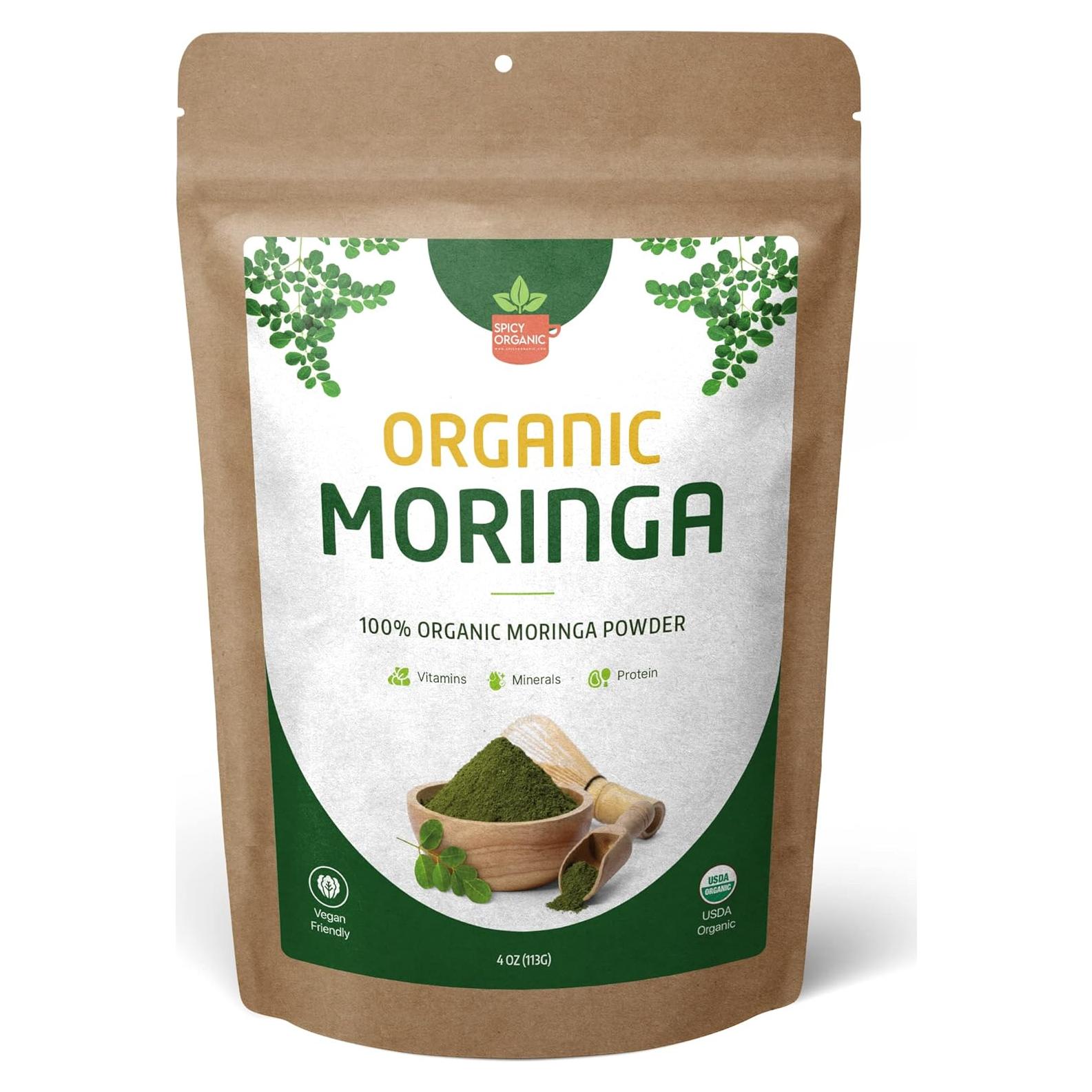 Polvo de Moringa Orgánica Spicy Organic 113.4g - Superalimento Vegano