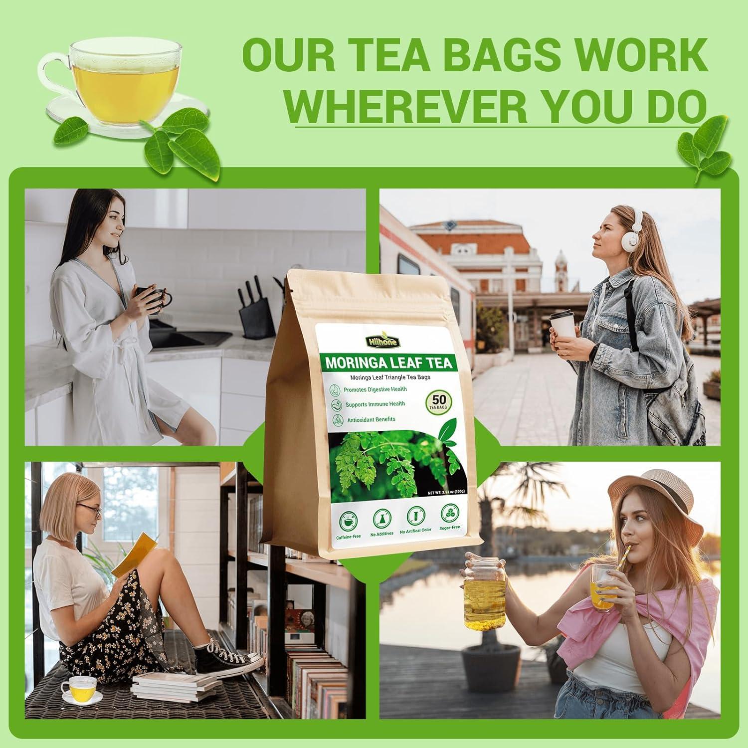Té de Moringa HIIHONE - Sin Cafeína, 50 Bolsitas