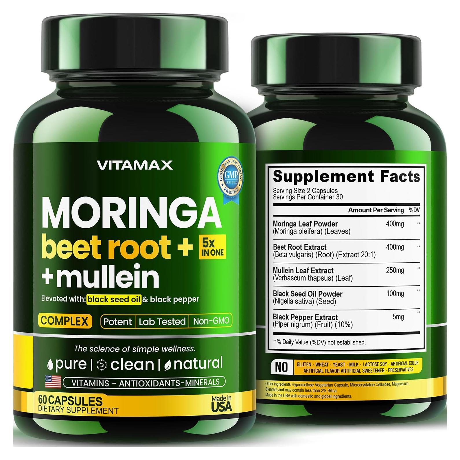 Cápsulas de Moringa Vitamax 60ct - Suplemento Energético y Inmunológico