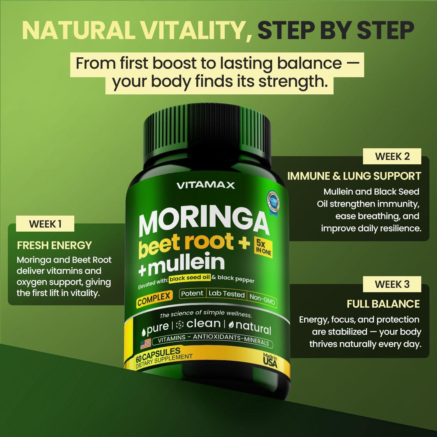 Cápsulas de Moringa Vitamax 60ct - Suplemento Energético y Inmunológico