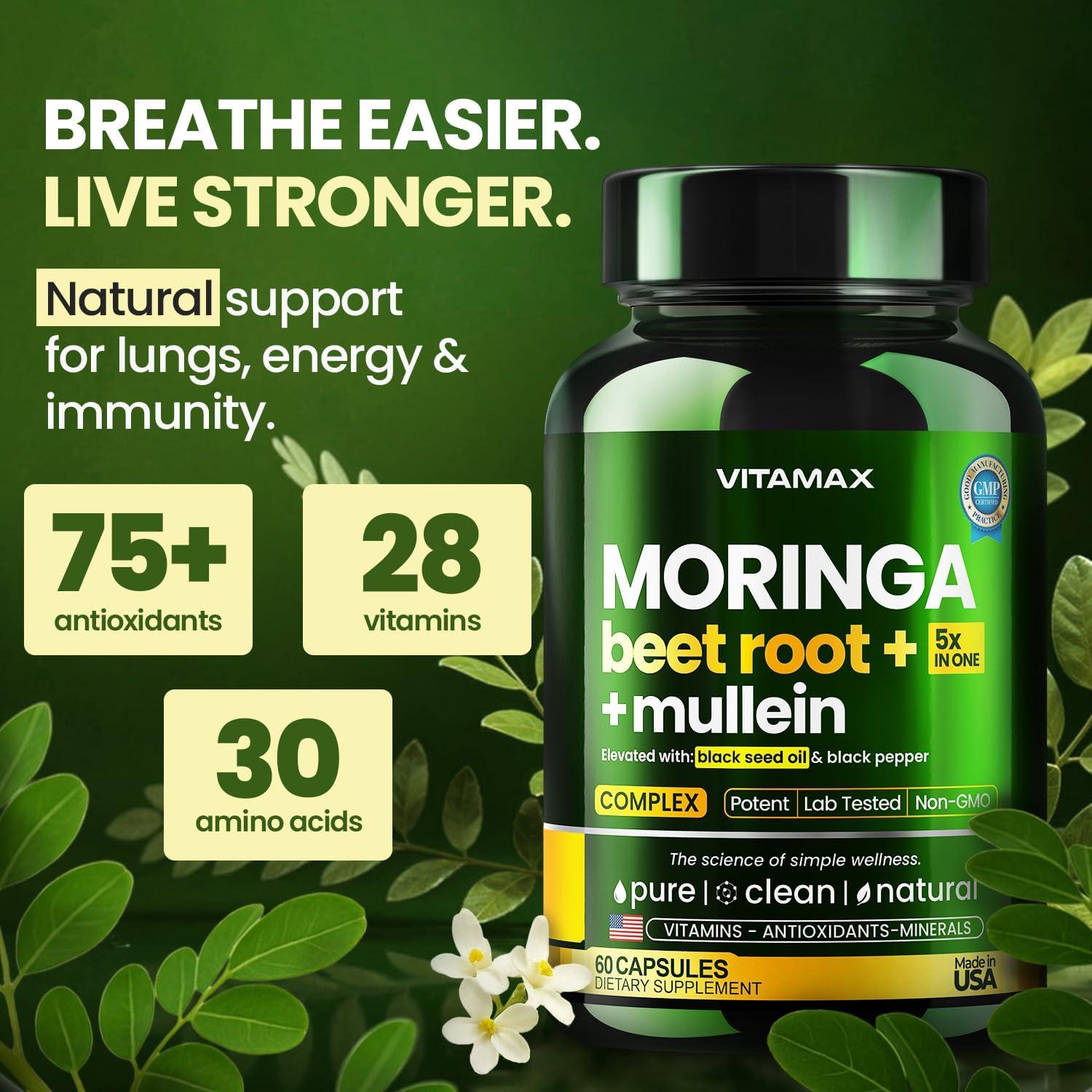 Cápsulas de Moringa Vitamax 60ct - Suplemento Energético y Inmunológico