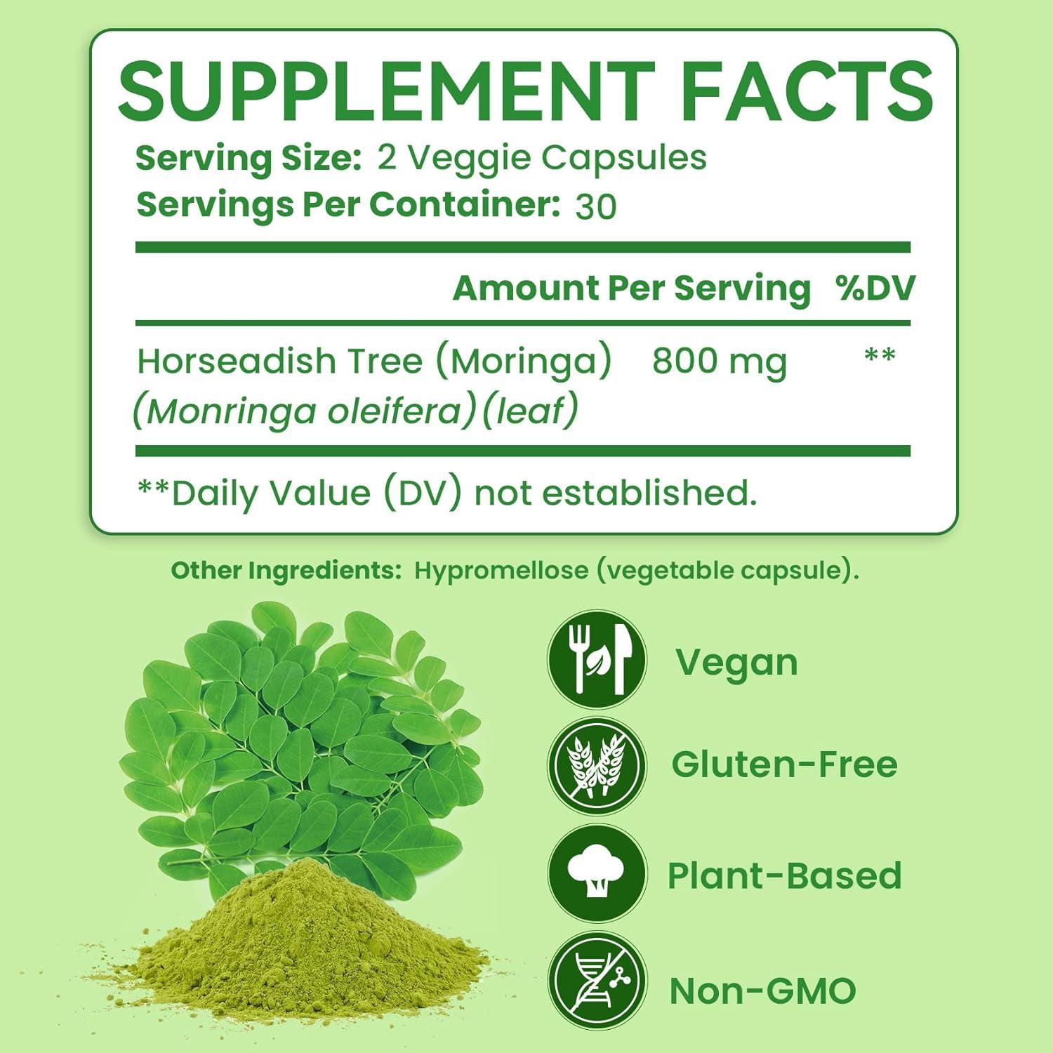 Cápsulas de Moringa Fravonique 800mg - 60 Cápsulas Veganas