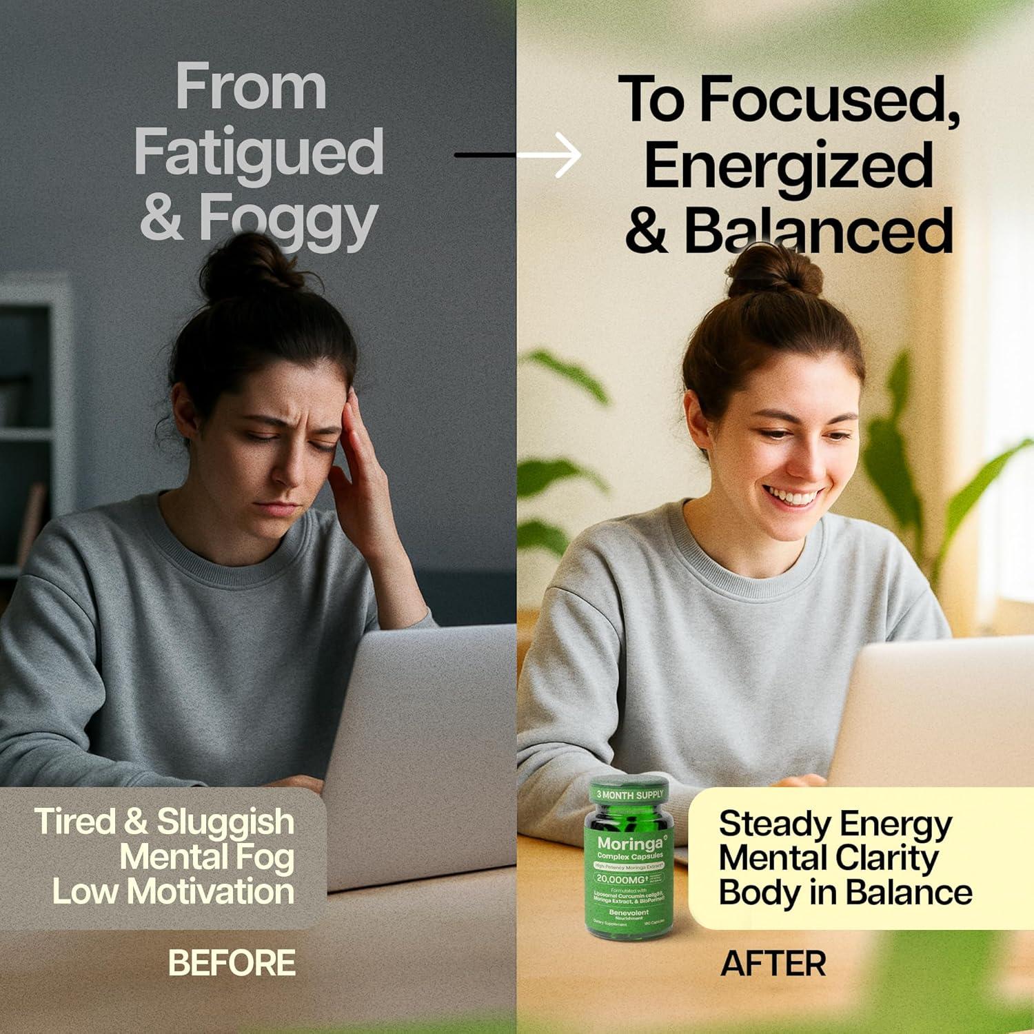 Cápsulas de Moringa Benevolente 20:1 con Curcumina 180 Unidades