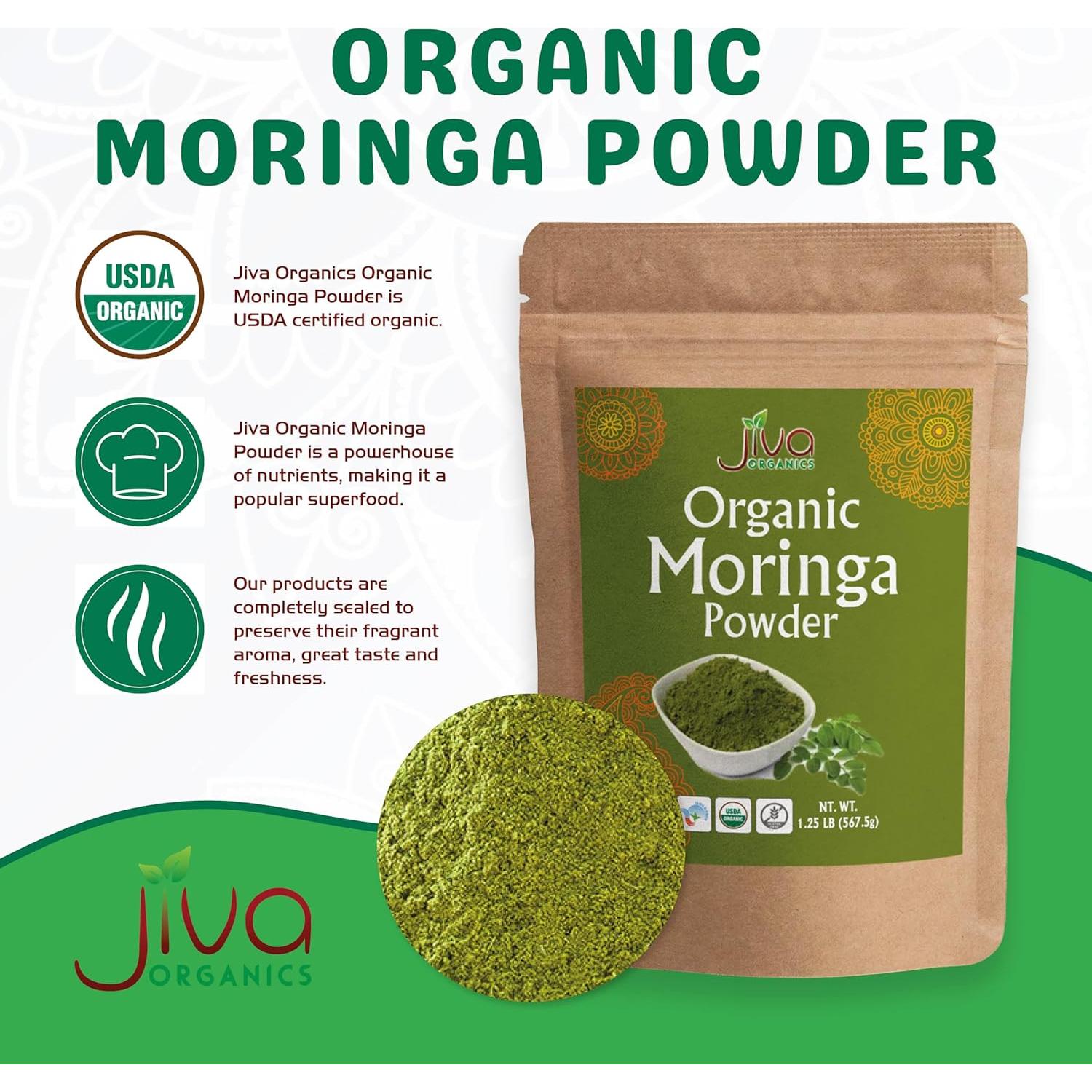 Polvo de Moringa Orgánica Jiva Organics 0.57kg Bolsa a Granel