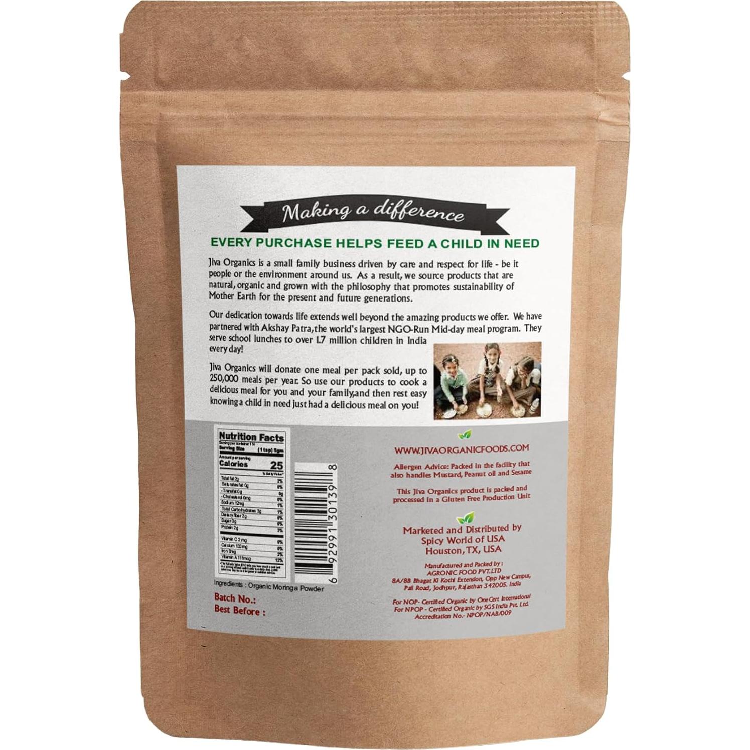 Polvo de Moringa Orgánica Jiva Organics 0.57kg Bolsa a Granel