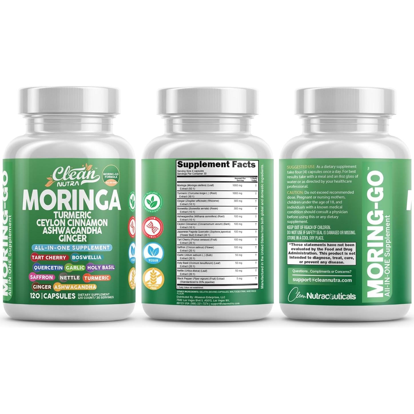 Cápsulas de Moringa Clean Nutra 500mg - Suplemento Natural