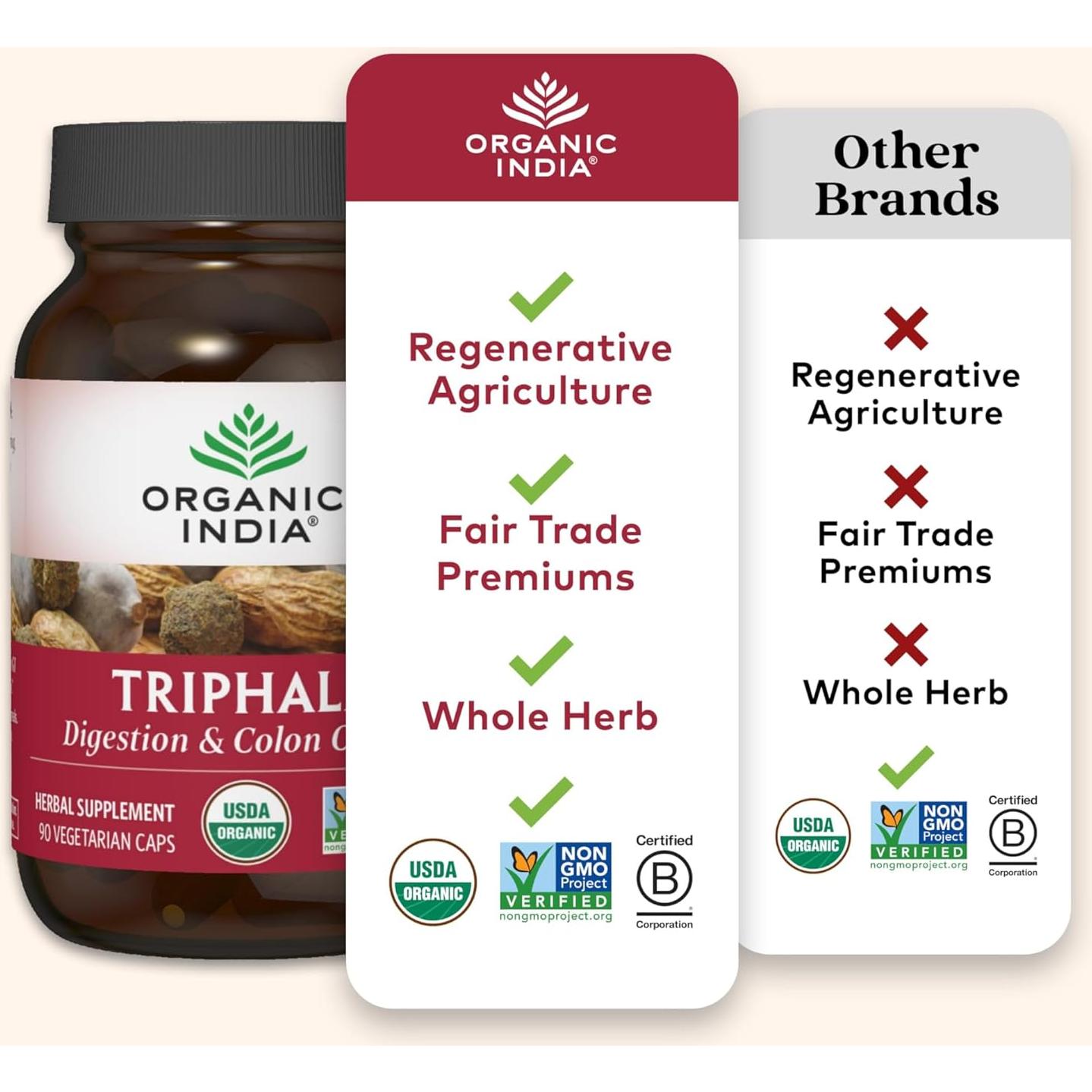 Cápsulas Triphala Orgánicas INDIA ORGÁNICA - 90 Unidades