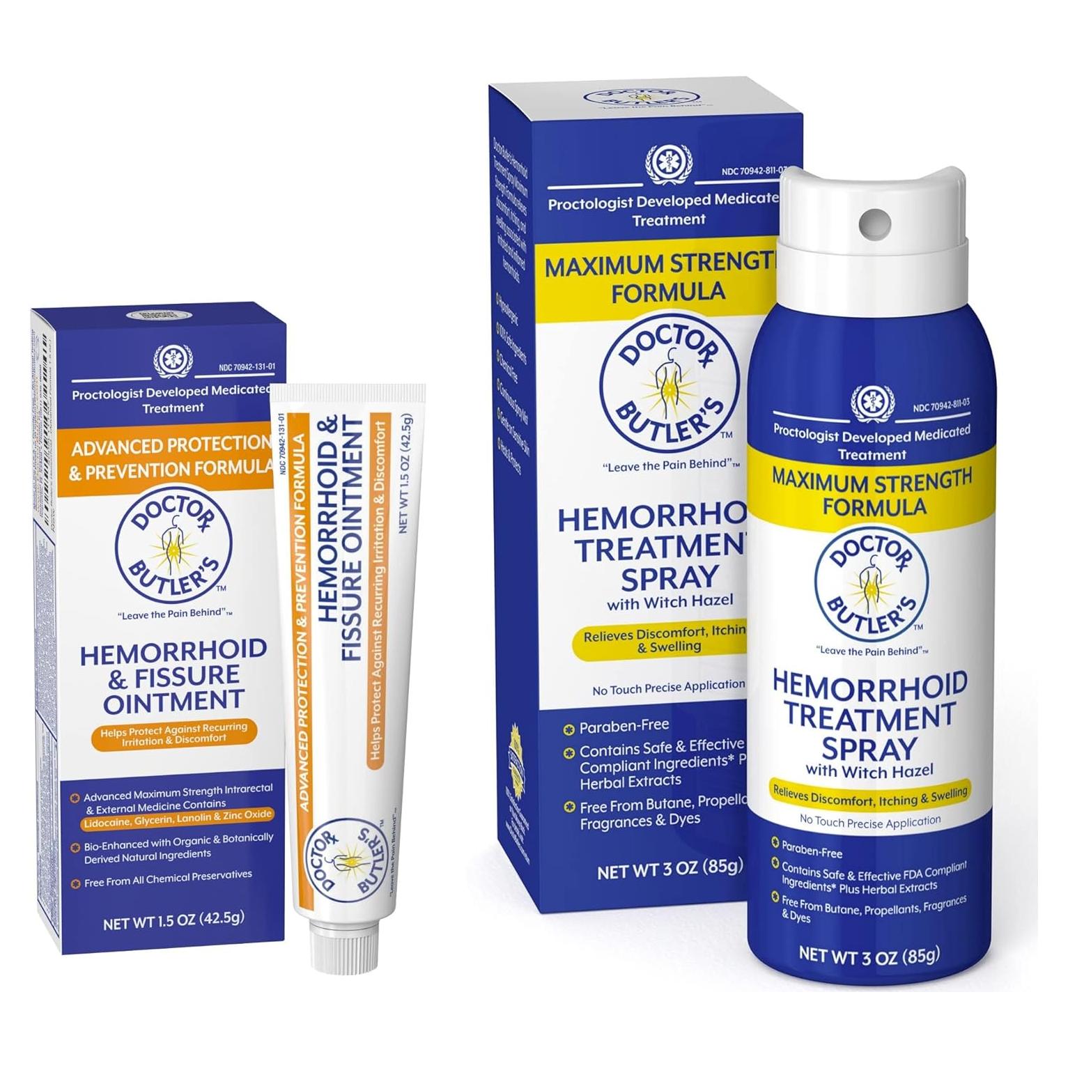 Kit de Tratamiento para Hemorroides Doctor Butler - Ungüento y Spray