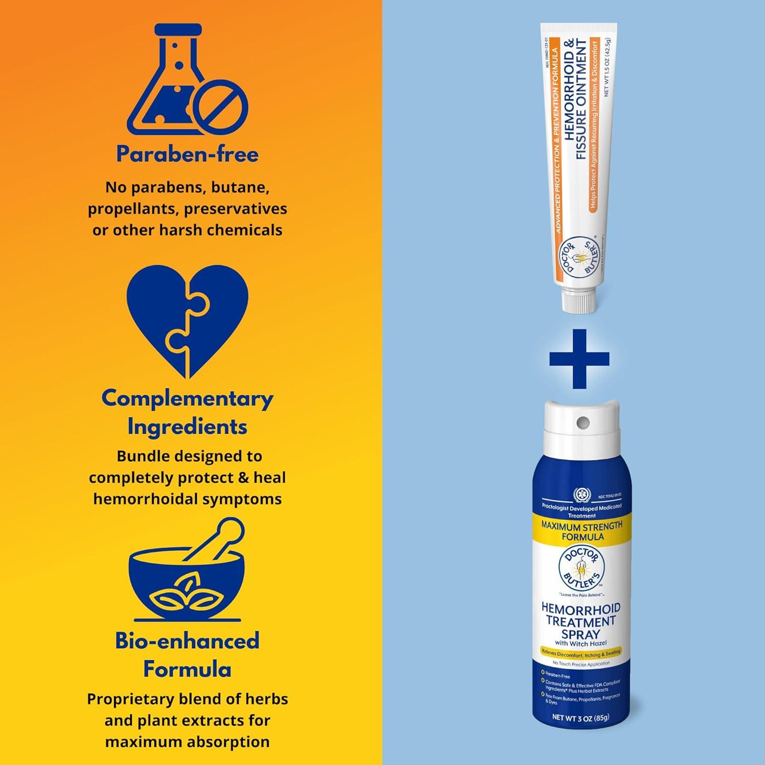 Kit de Tratamiento para Hemorroides Doctor Butler - Ungüento y Spray
