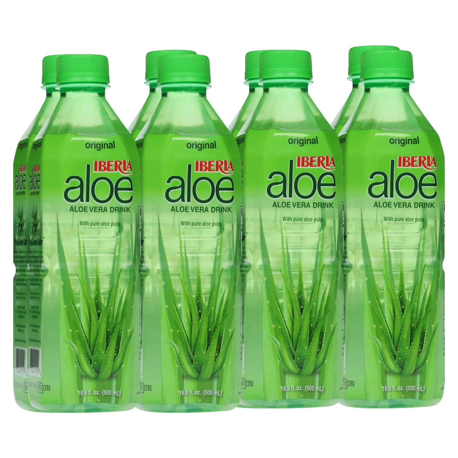 Bebida de Jugo de Aloe Vera Iberia Original 500 ml - Paquete de 8