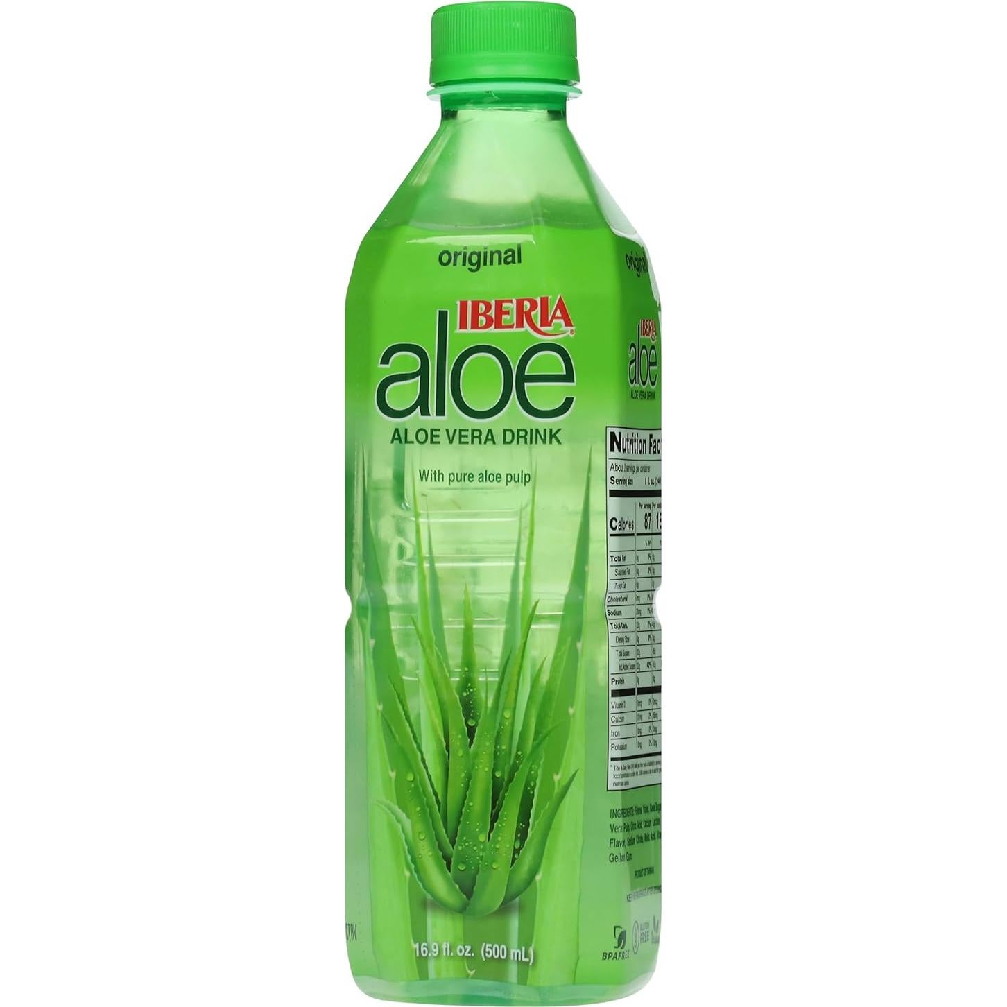 Bebida de Jugo de Aloe Vera Iberia Original 500 ml - Paquete de 8