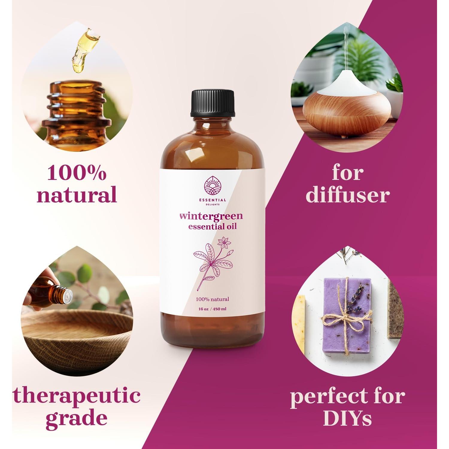 Aceite Esencial de Wintergreen Delicias Esenciales 473 ml - Aromaterapia