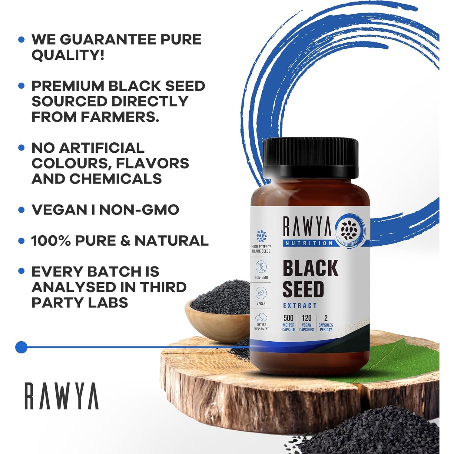 Extracto de Semilla Negra RAWYA 500 mg - 120 Cápsulas Veganas