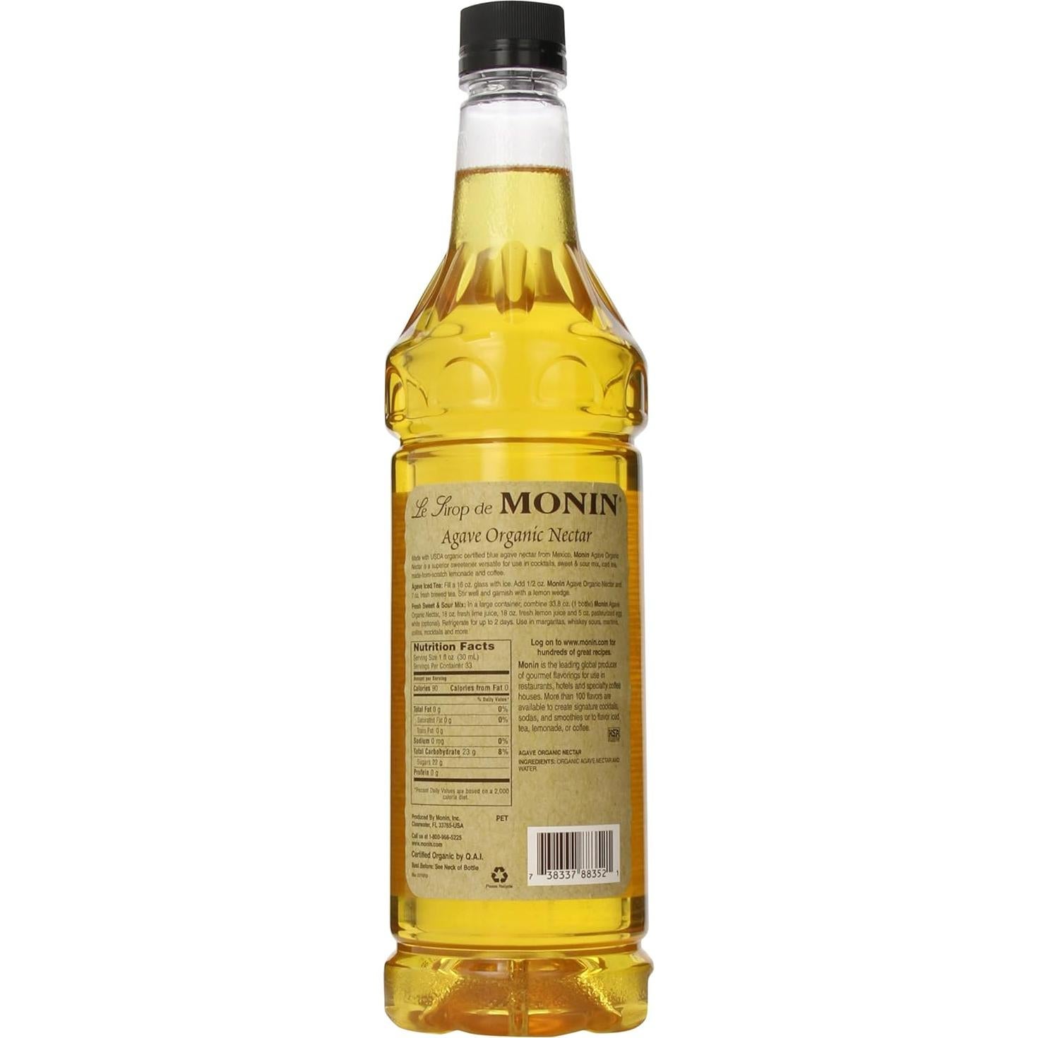 Jarabe de Agave Orgánico Monin 1 Litro - Endulzante Natural