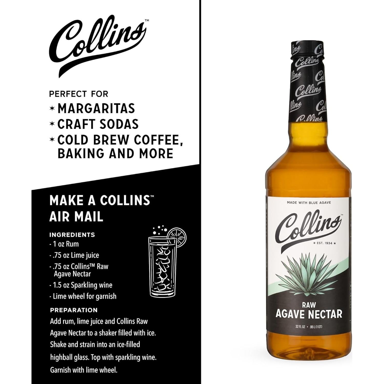 Néctar de Agave Crudo Collins 32 oz - Endulzante Natural