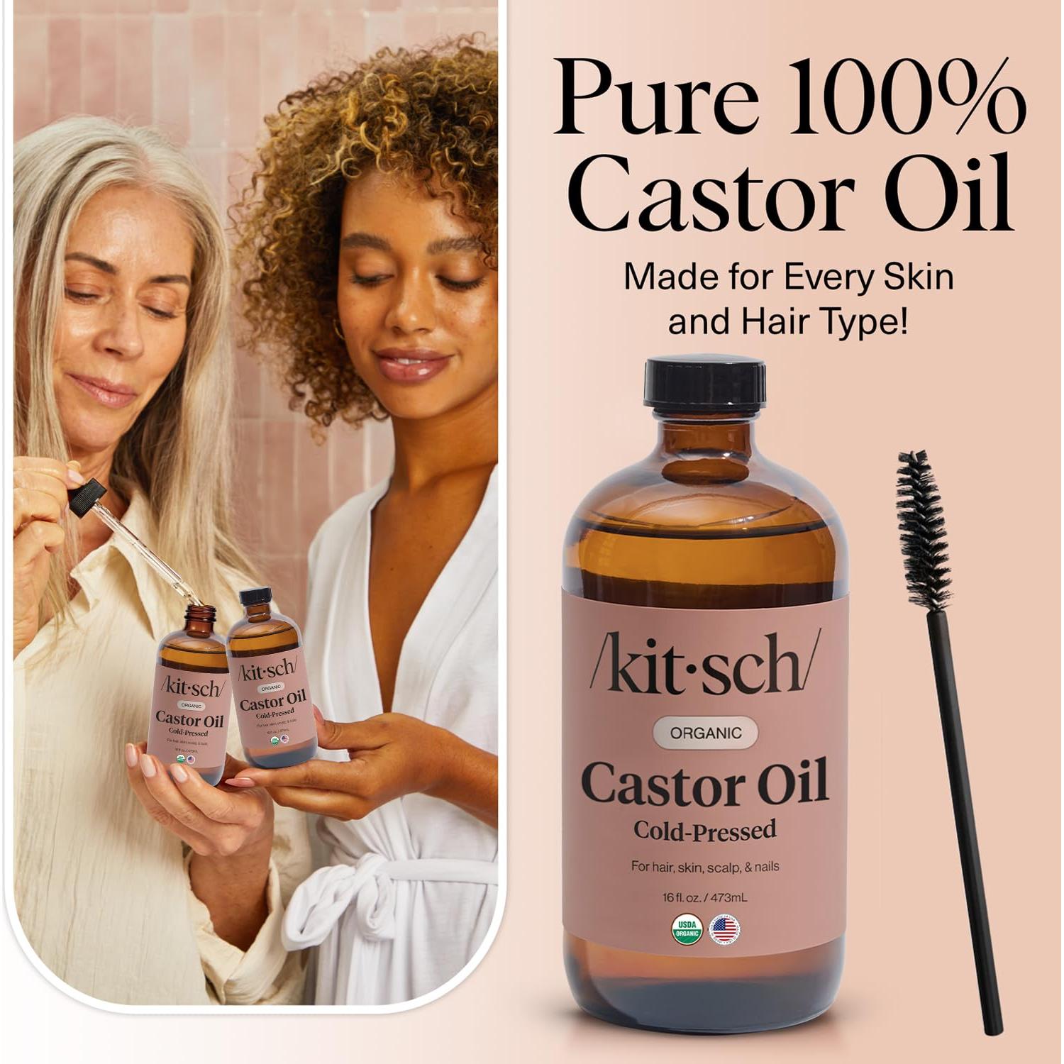 Aceite de Ricino Orgánico Kitsch 473 ml - Crecimiento Cabello y Piel