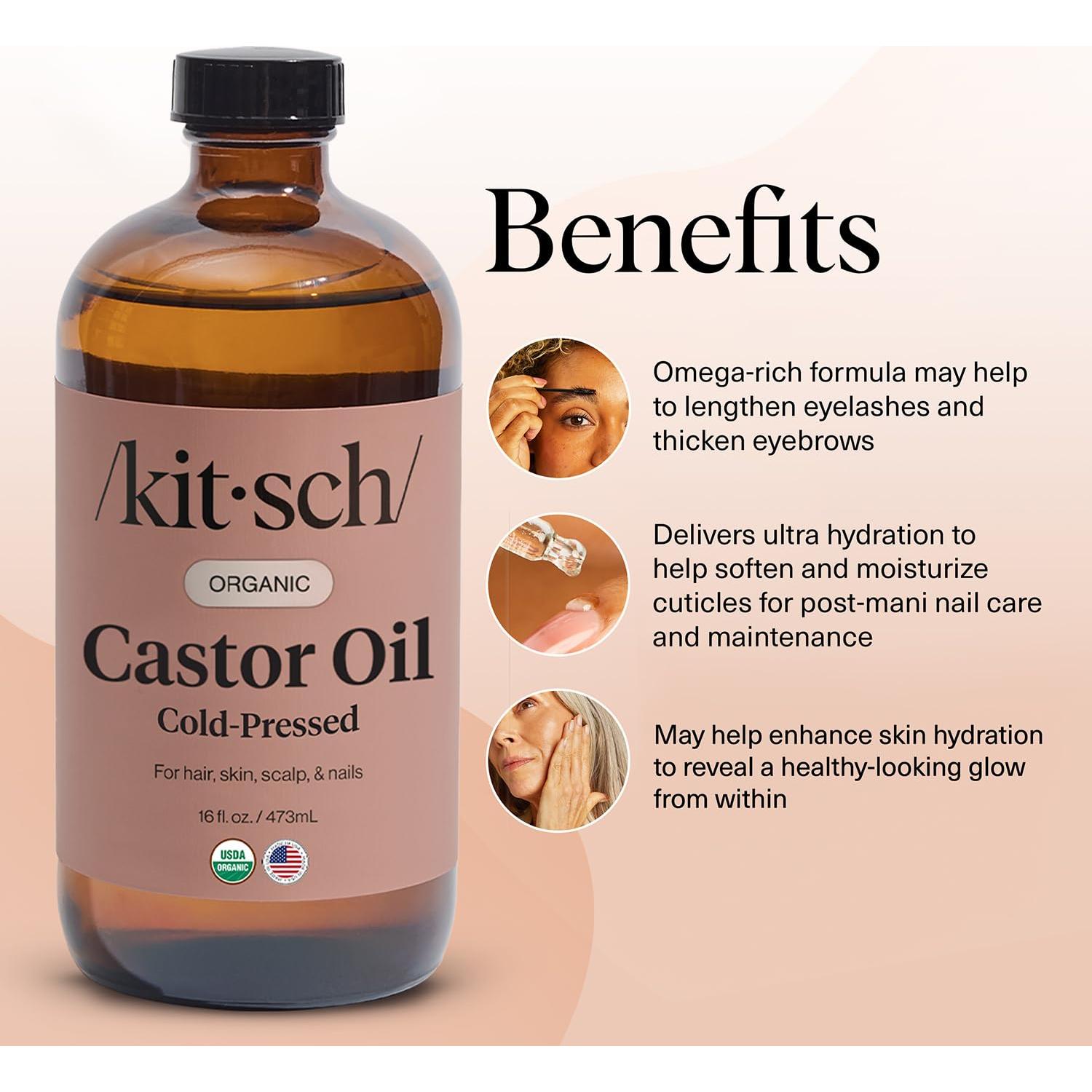 Aceite de Ricino Orgánico Kitsch 473 ml - Crecimiento Cabello y Piel