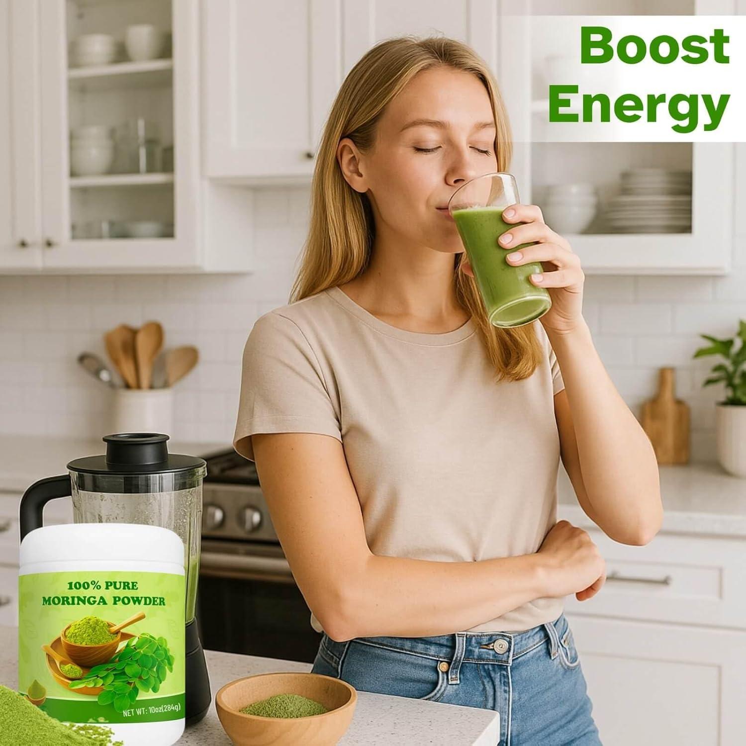 Polvo de Moringa 283g Wellco - Superalimento Verde Finamente Molido