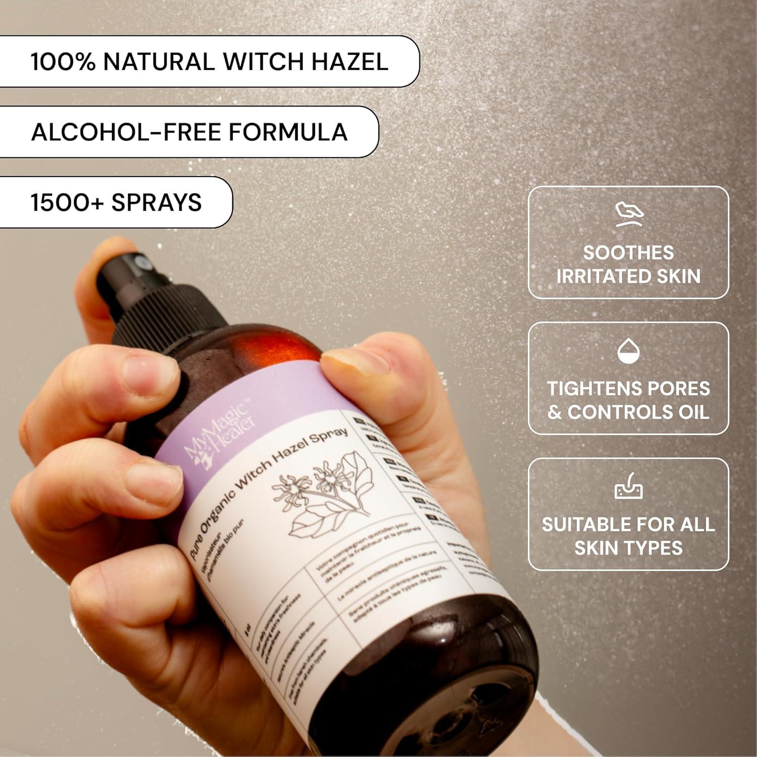 Spray de Hamamelis Orgánico MyMagicHealer 226.8 ml - Alivio Piel Irritada