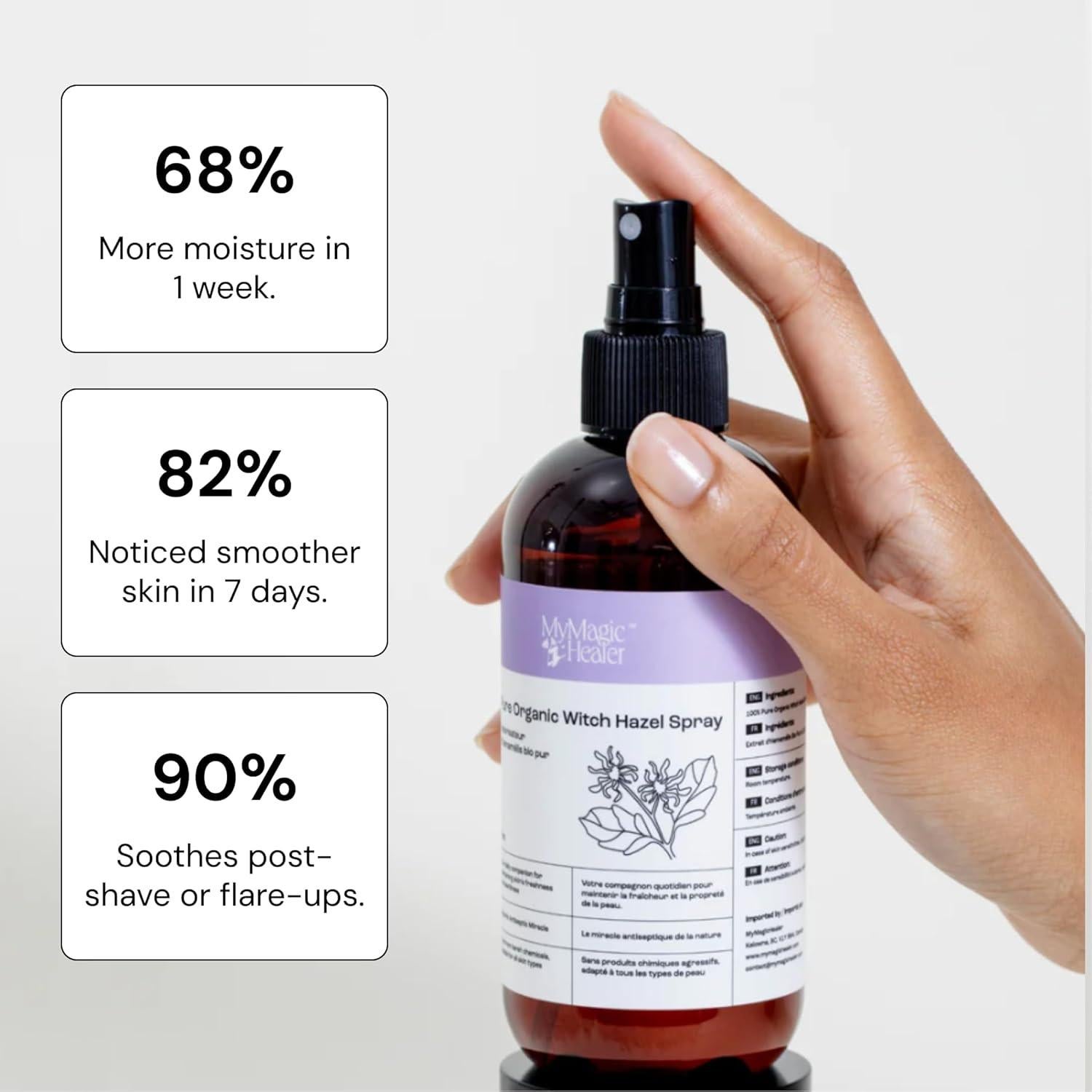 Spray de Hamamelis Orgánico MyMagicHealer 226.8 ml - Alivio Piel Irritada