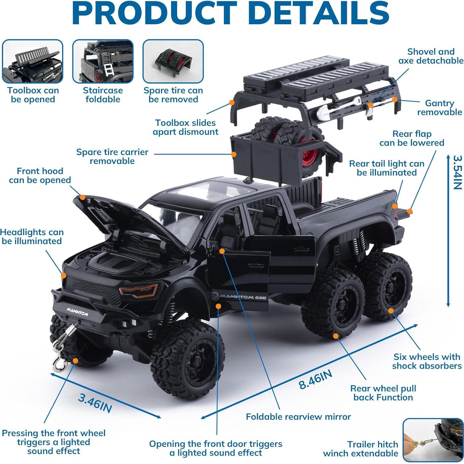 Camión de Juguete Pickup FRJV 21.5x8.8x9cm con Luz y Sonido