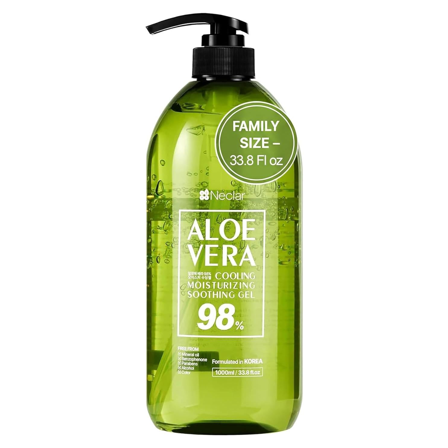 Gel de Aloe Vera 98% Puro Neclar 1000ml - Hidratante Multiusos