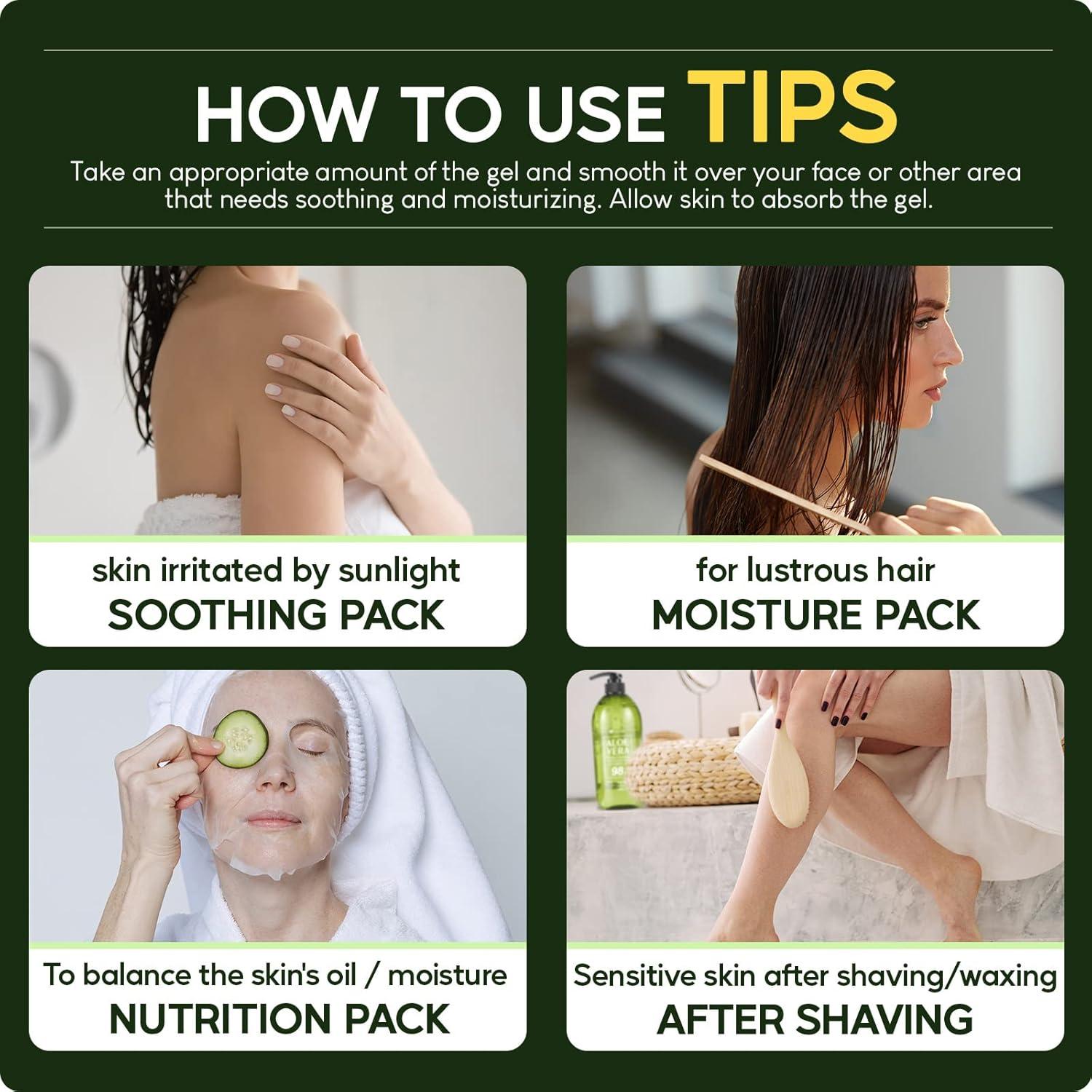 Gel de Aloe Vera 98% Puro Neclar 1000ml - Hidratante Multiusos