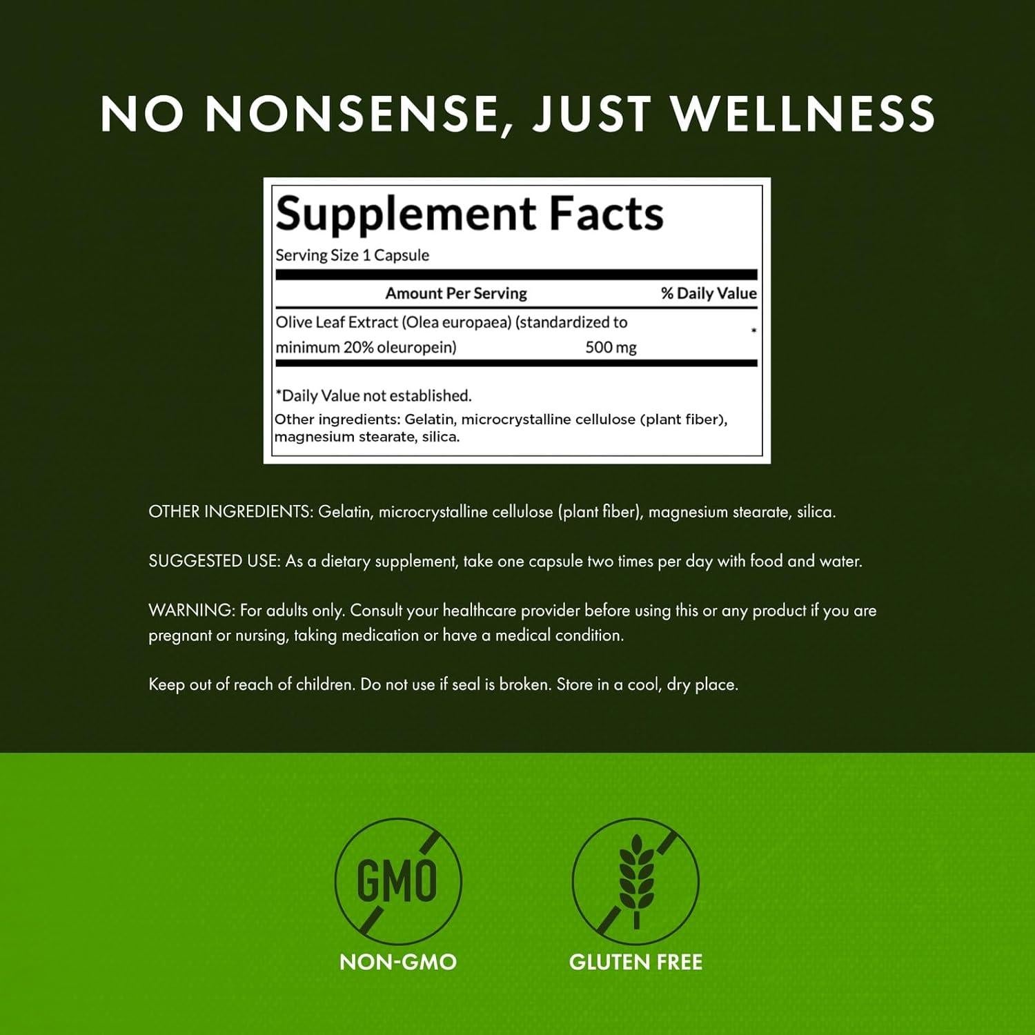 Cápsulas de Extracto de Hoja de Olivo Swanson 500mg 120 Unidades