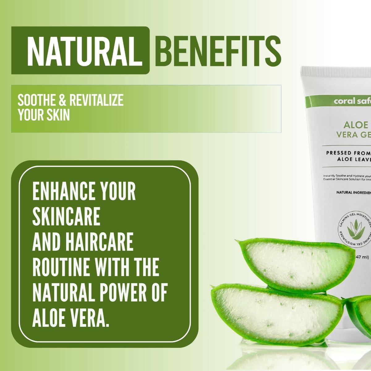 Gel de Aloe Vera Coral Safe 99% puro, 142g, hidratante y calmante