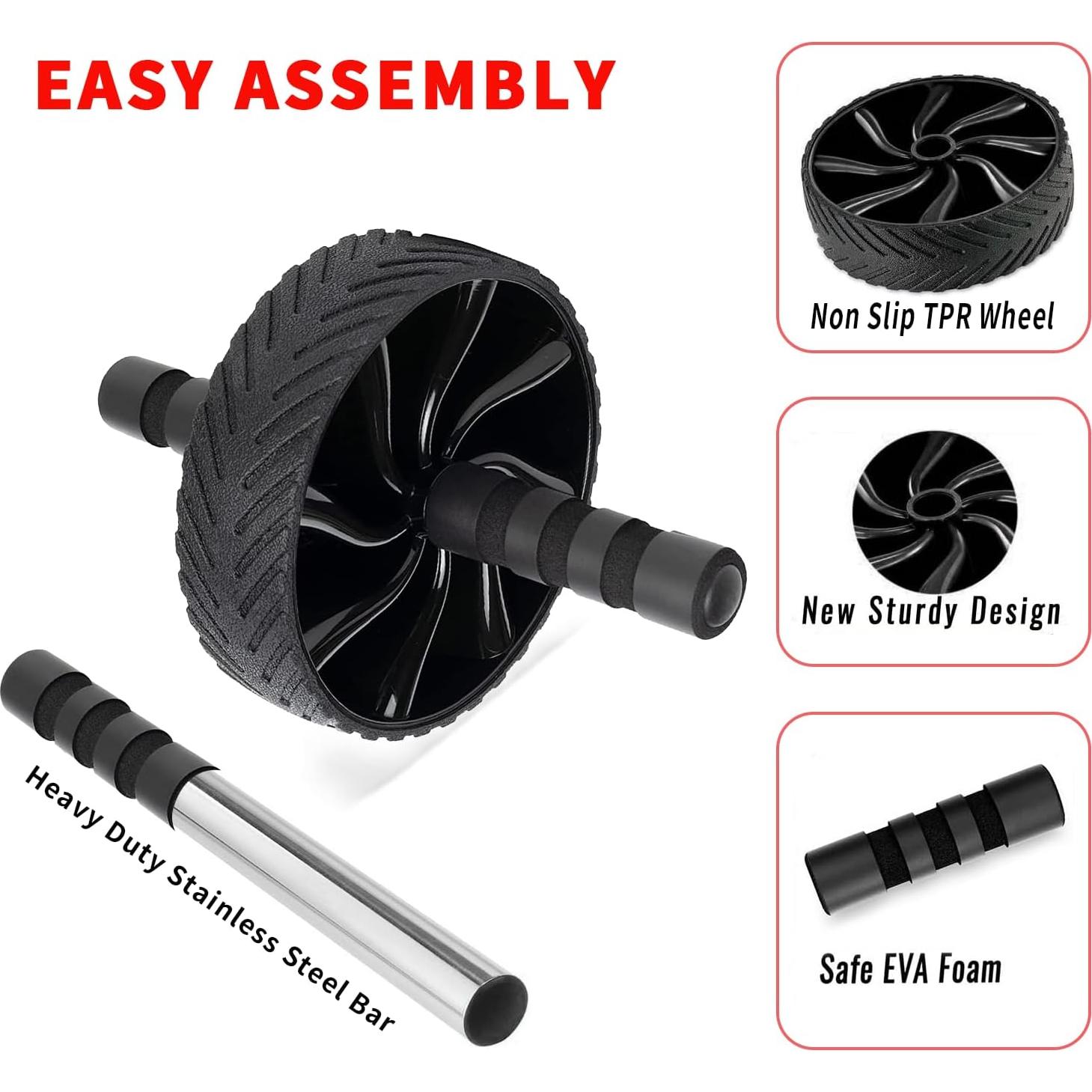 Rueda de Abdominales Sprwhale Negra - Entrenamiento Núcleo y Fuerza