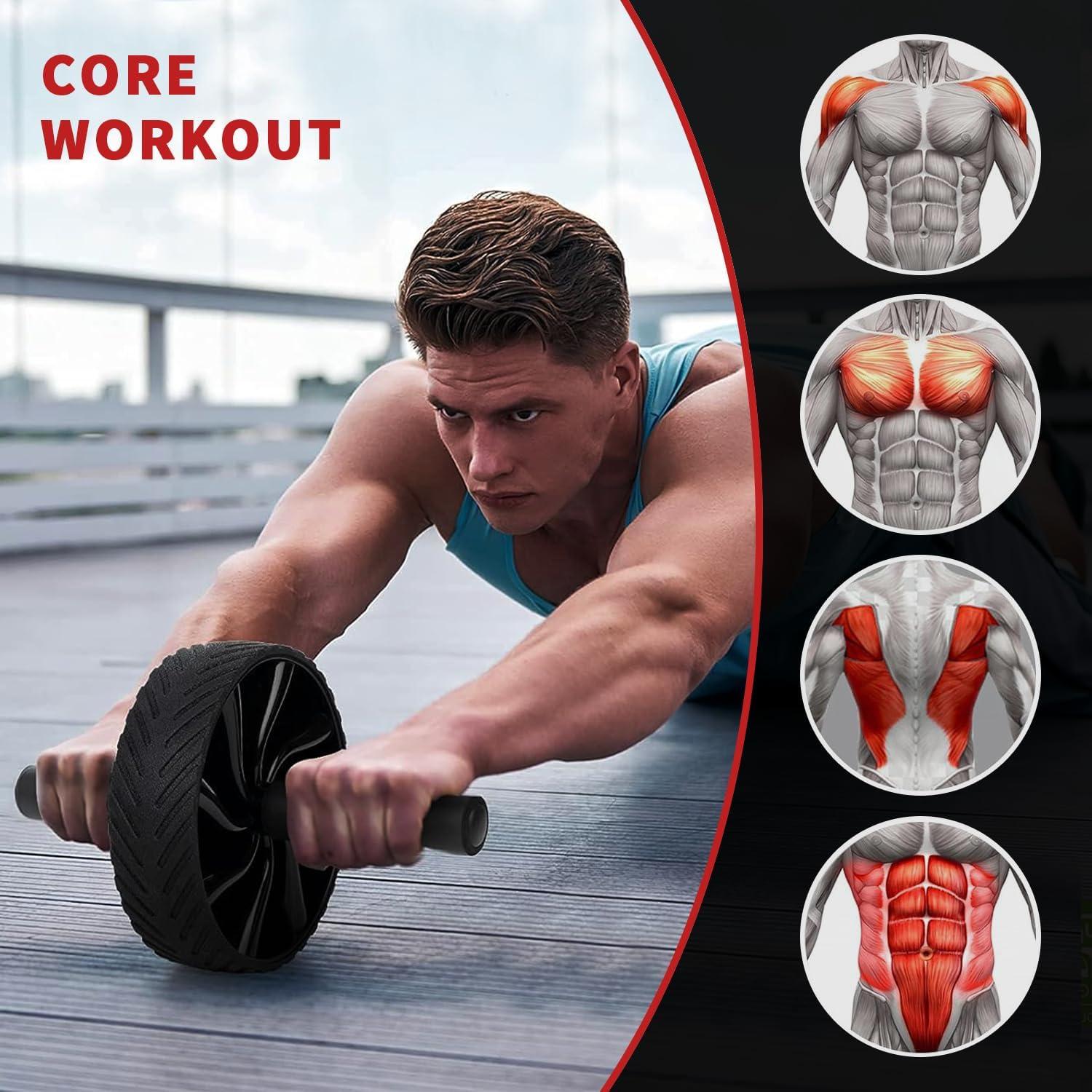 Rueda de Abdominales Sprwhale Negra - Entrenamiento Núcleo y Fuerza