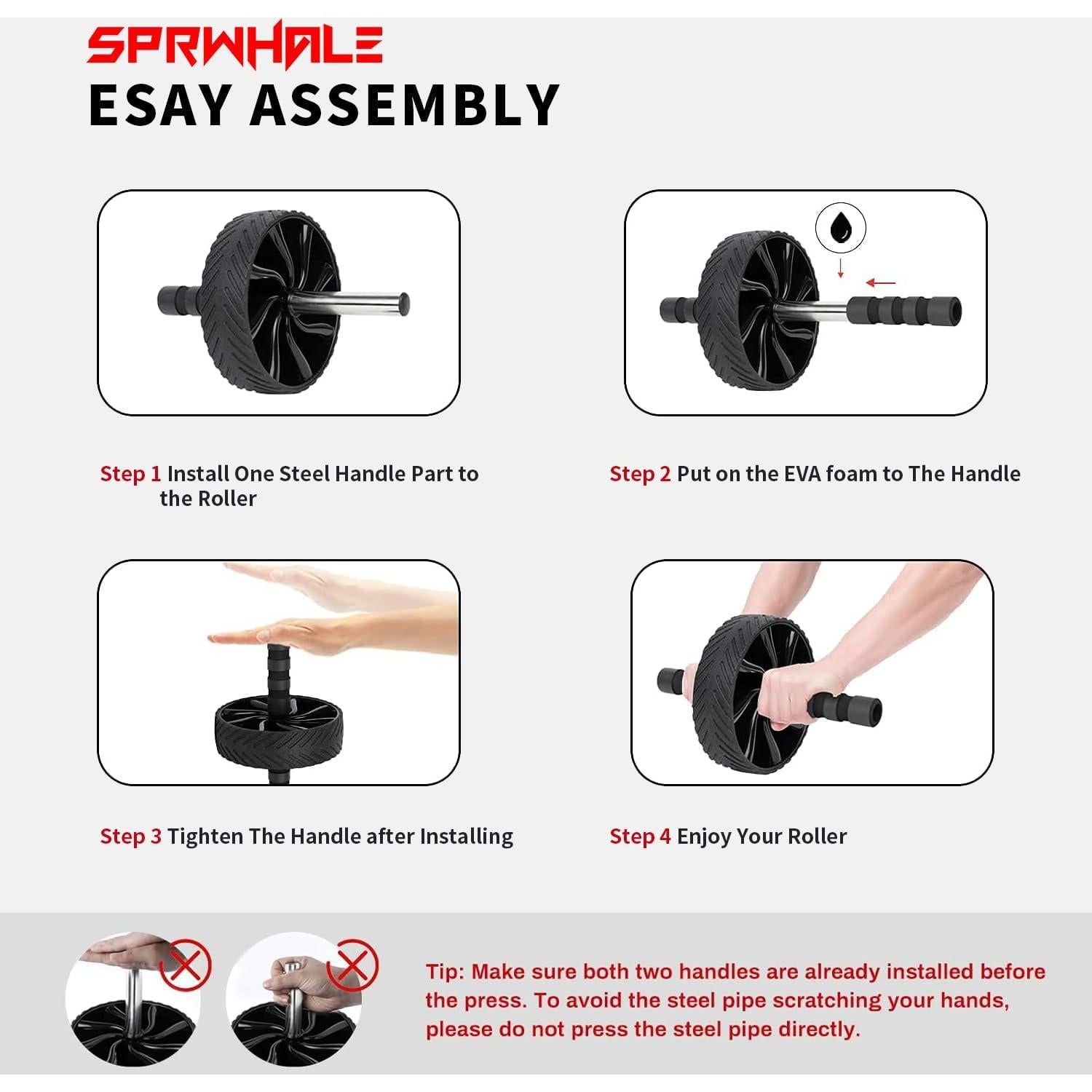 Rueda de Abdominales Sprwhale Negra - Entrenamiento Núcleo y Fuerza