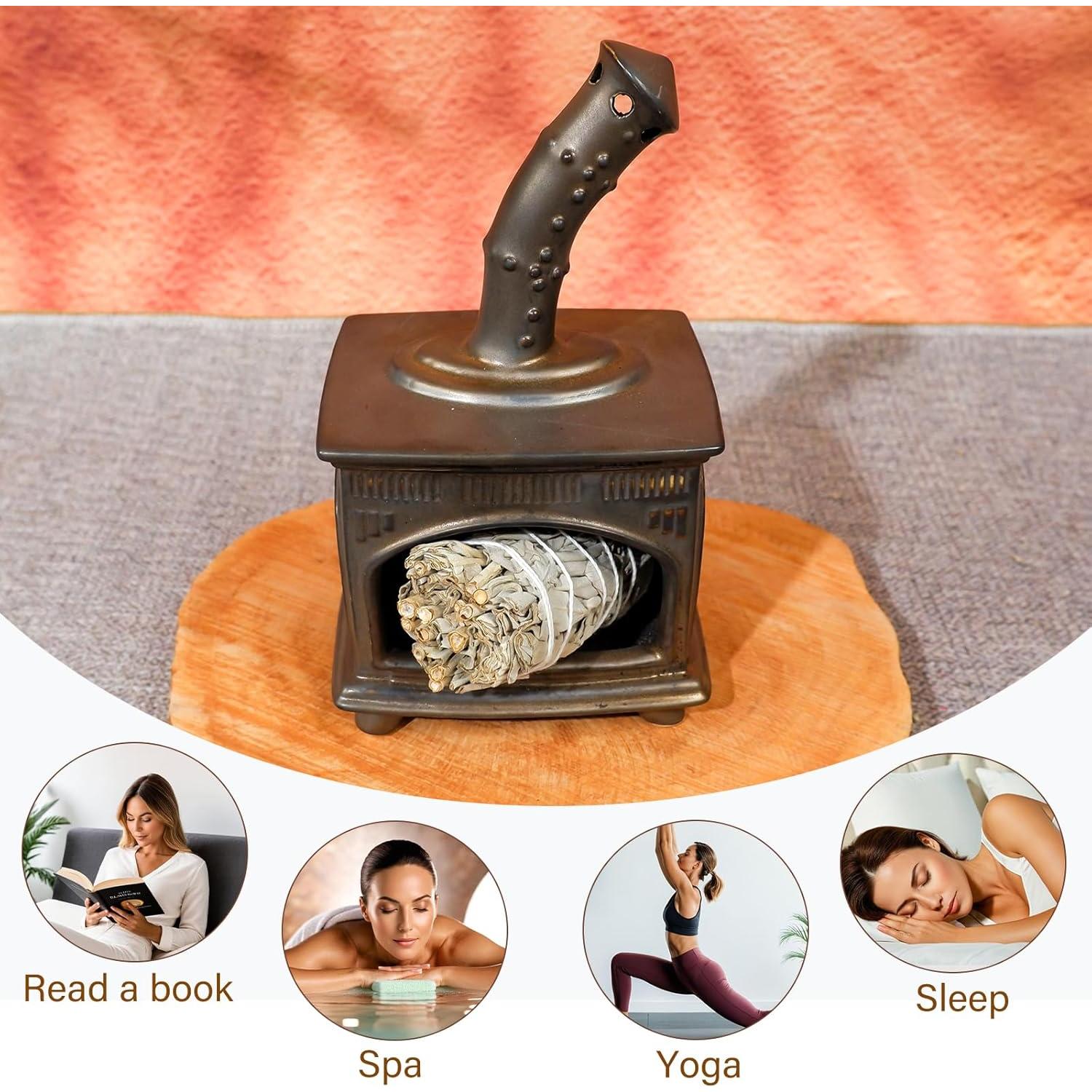 Soporte de Palo Santo de Cerámica MOUGIGI - Chimenea Gris Cobre