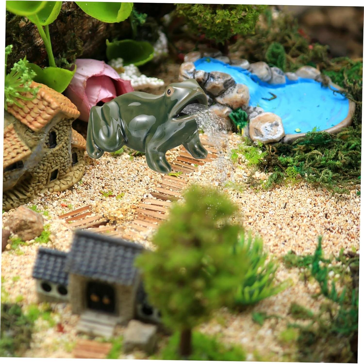 Fuente de Agua de Jardín Zen OFFSCH Rana Cerámica 11x9cm