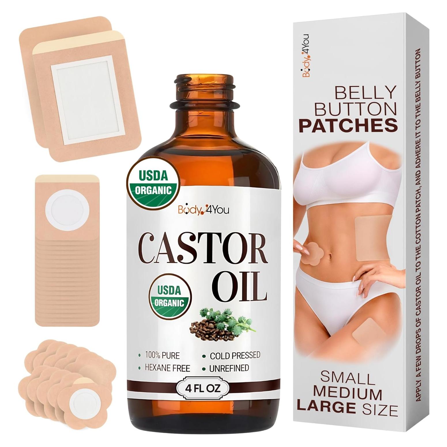 Conjunto de Parches de Aceite de Ricino Orgánico 118 ml - BodyJ4You