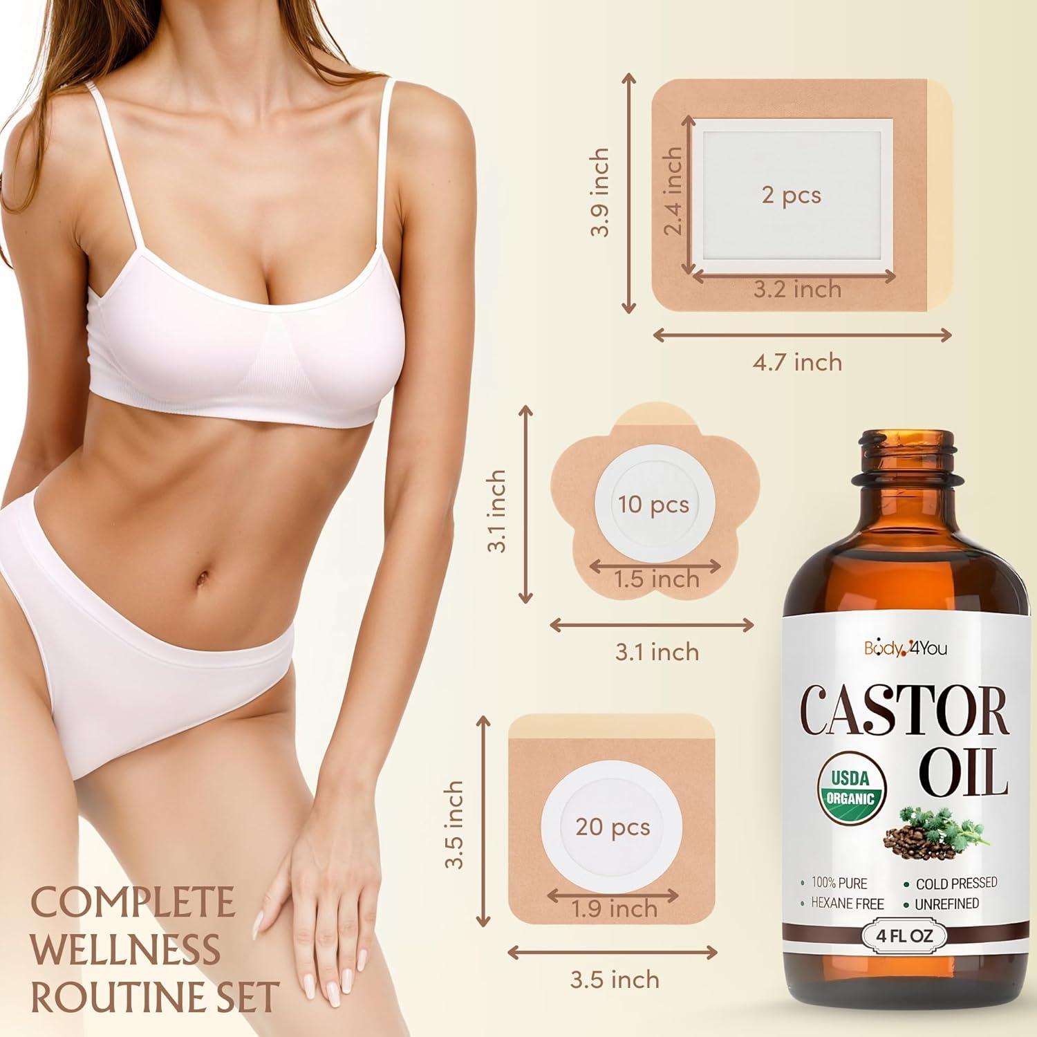 Conjunto de Parches de Aceite de Ricino Orgánico 118 ml - BodyJ4You