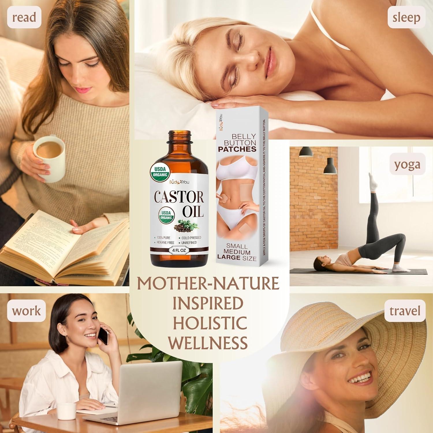 Conjunto de Parches de Aceite de Ricino Orgánico 118 ml - BodyJ4You