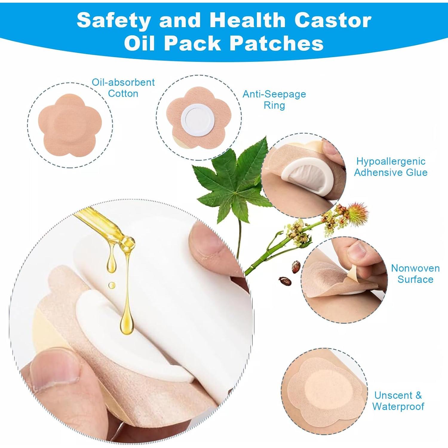 50 Parches de Aceite de Ricino Jconly - Almohadillas Médicas Antifugas