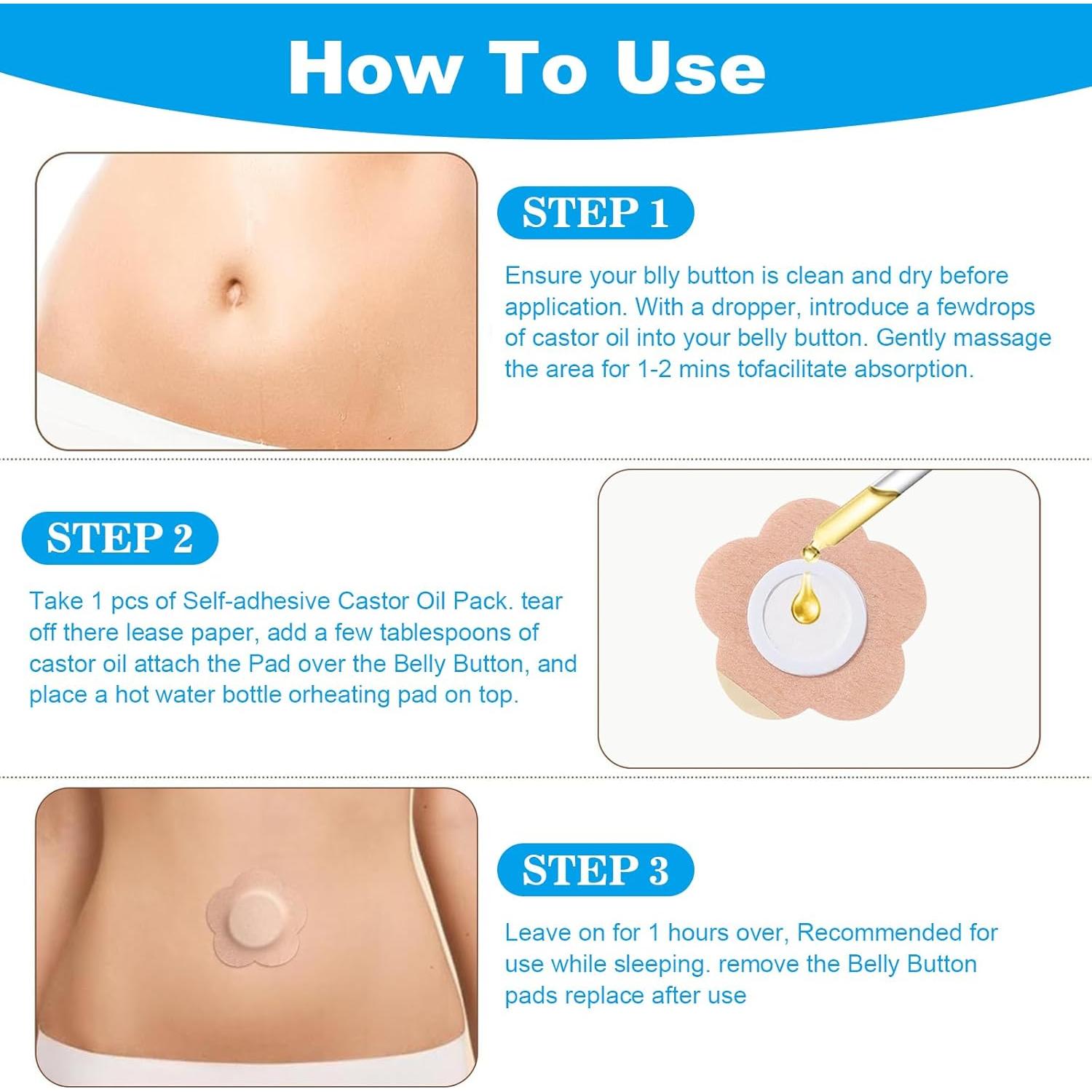 50 Parches de Aceite de Ricino Jconly - Almohadillas Médicas Antifugas