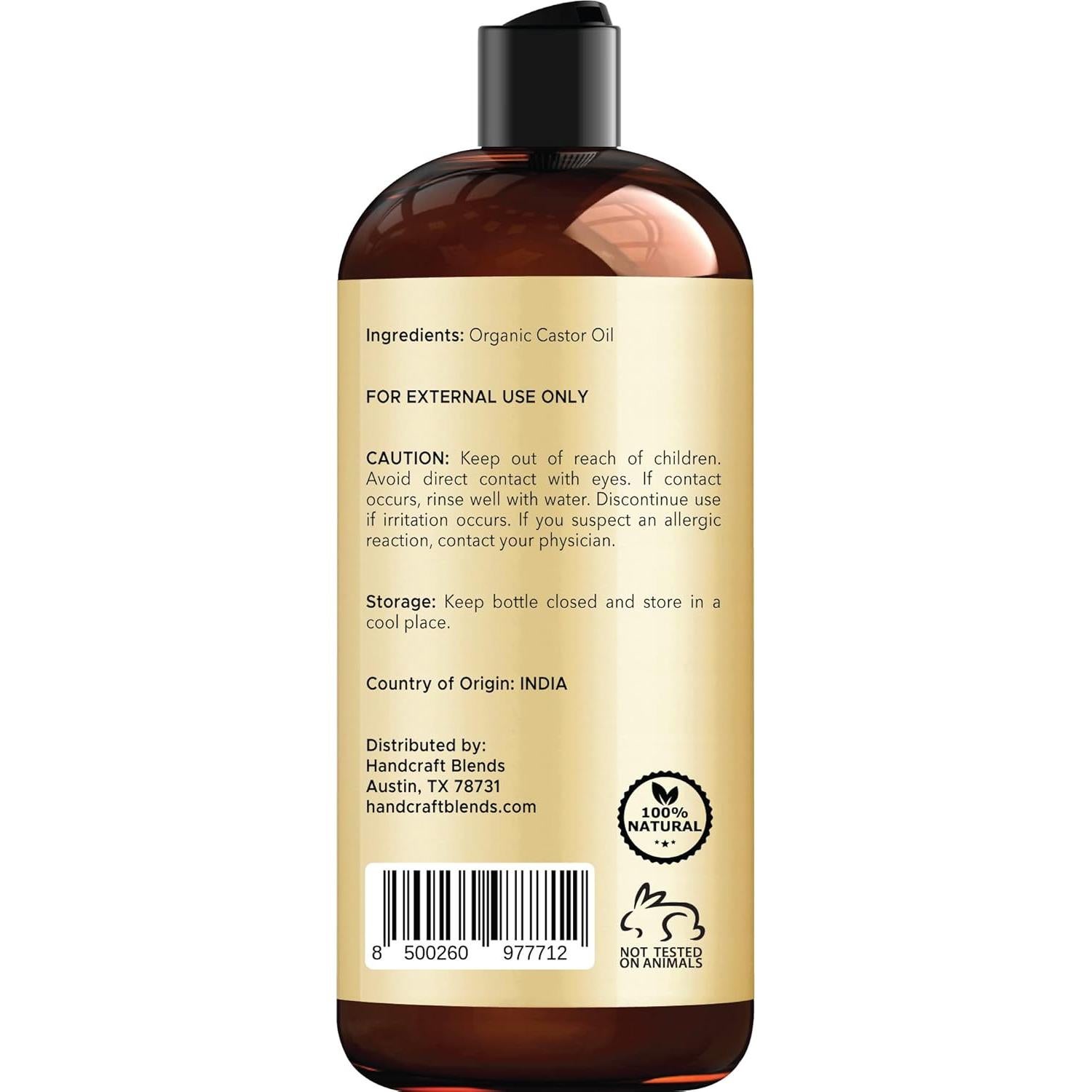 Aceite de Ricino Orgánico Handcraft Blends 100% Puro 118ml