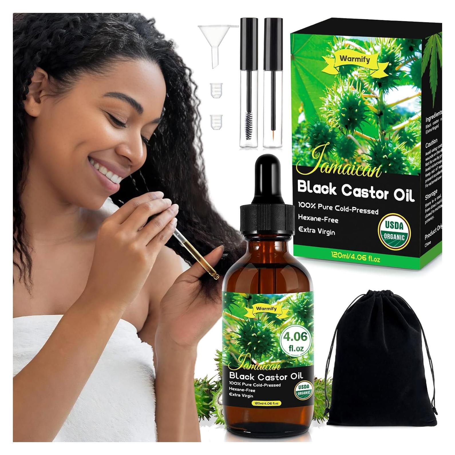 Aceite de Ricino Negro Jamaicano Warmify 120 ml Orgánico Prensado en Frío