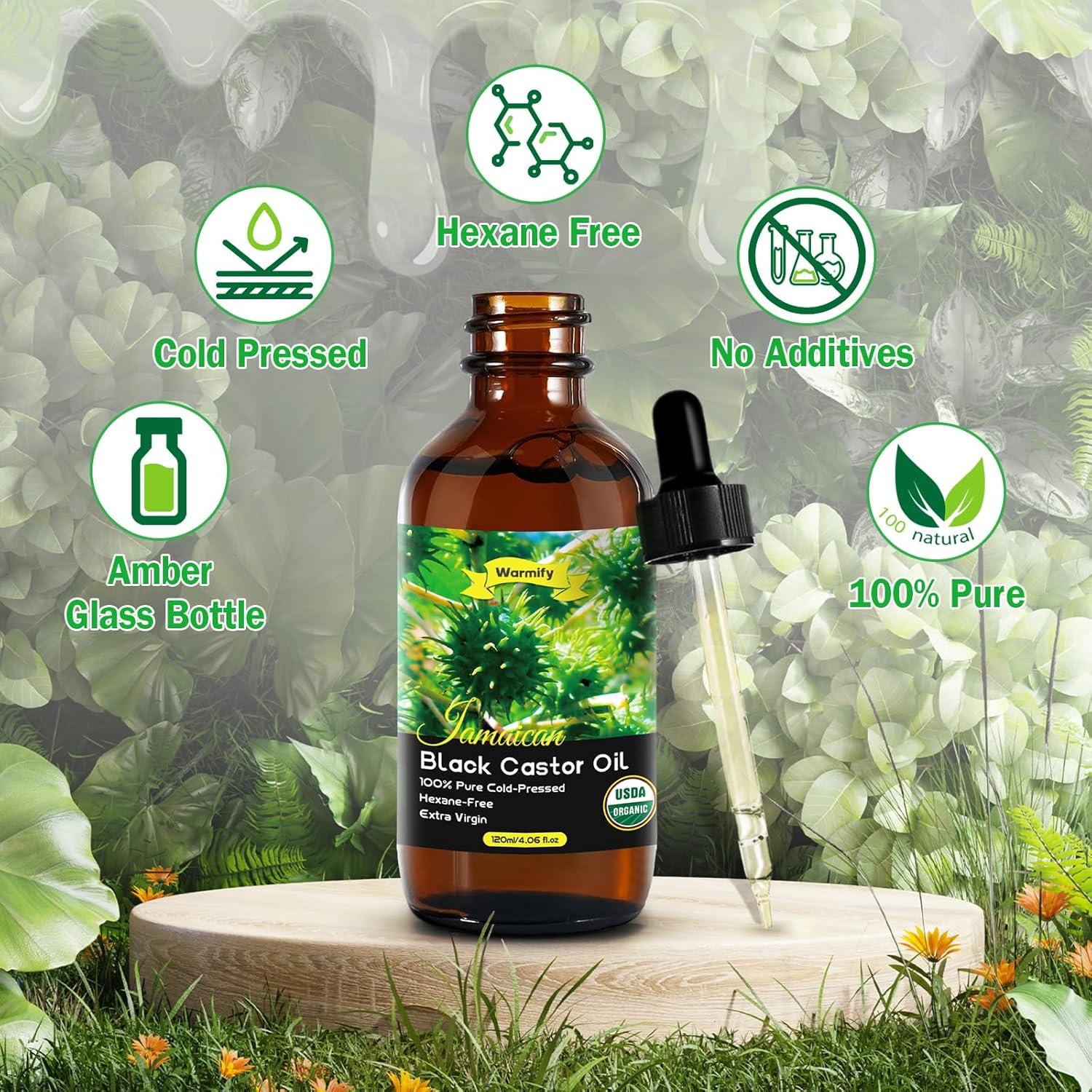 Aceite de Ricino Negro Jamaicano Warmify 120 ml Orgánico Prensado en Frío