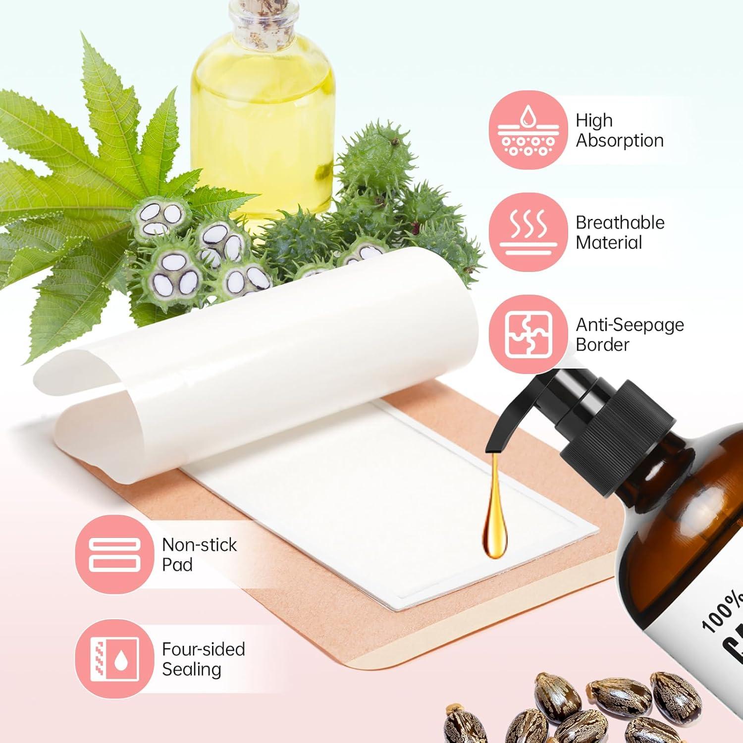 Set 38 Pcs Parches de Aceite de Ricino Orgánico 473ml NEJUATY