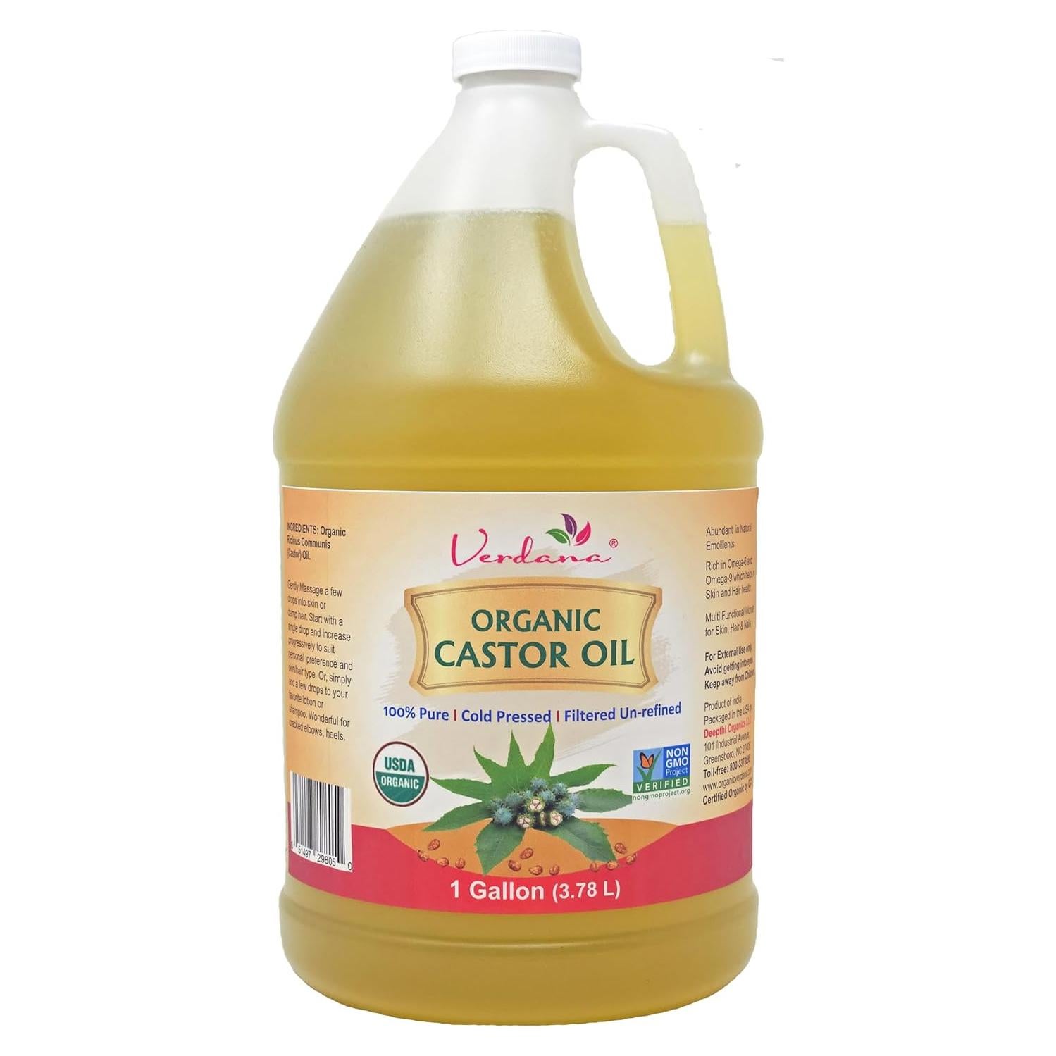 Aceite de Ricino Orgánico Verdana 1 Galón - Prensado en Frío